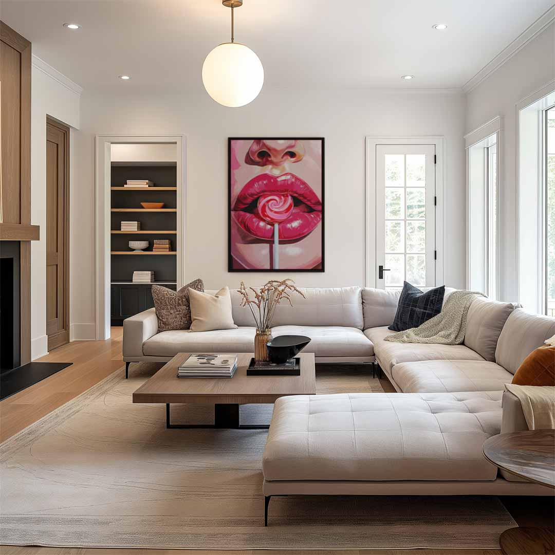 Pop Art Lolly Lips Kunstwerk-canvas-dibond-plexiglas-wanddecoratie-WallArtistic