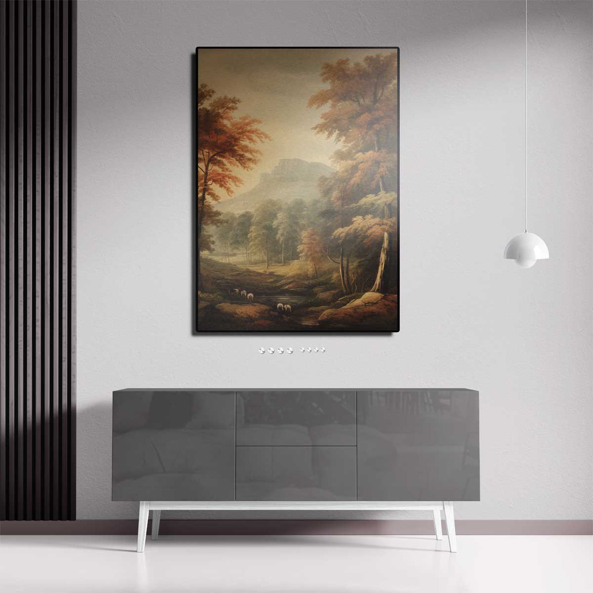 Rustieke Herfstlandschap met Bergen Kunstwerk-canvas-dibond-plexiglas-wanddecoratie-WallArtistic