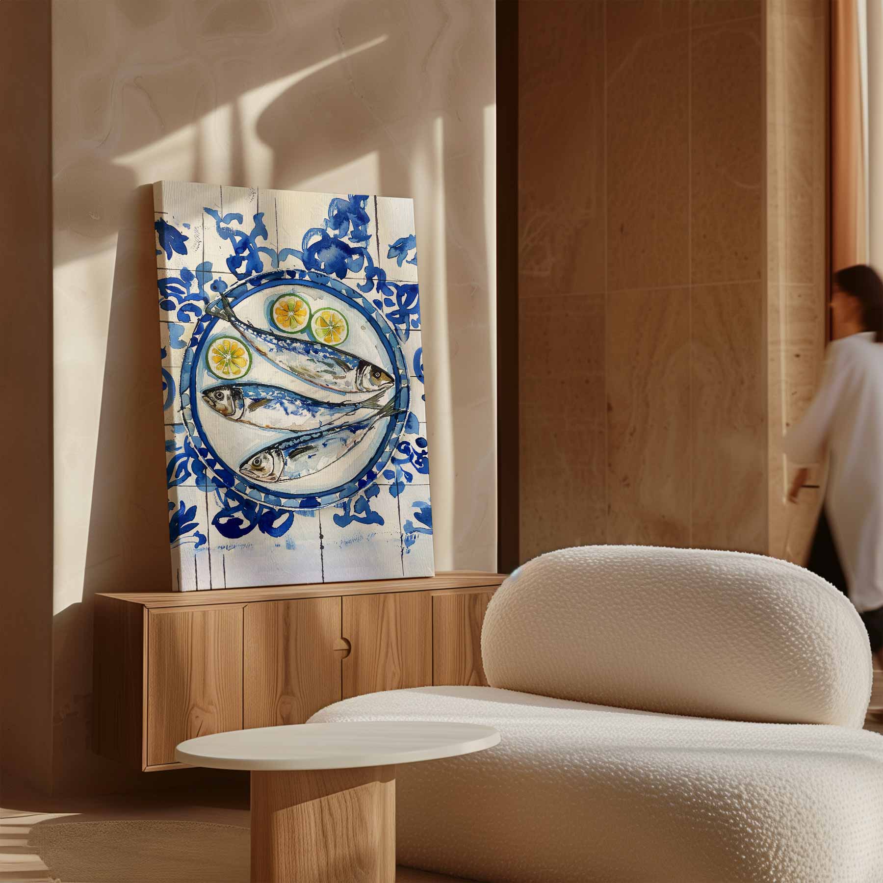 Vissersdromen in Blauw Kunstwerk-canvas-dibond-plexiglas-wanddecoratie-WallArtistic