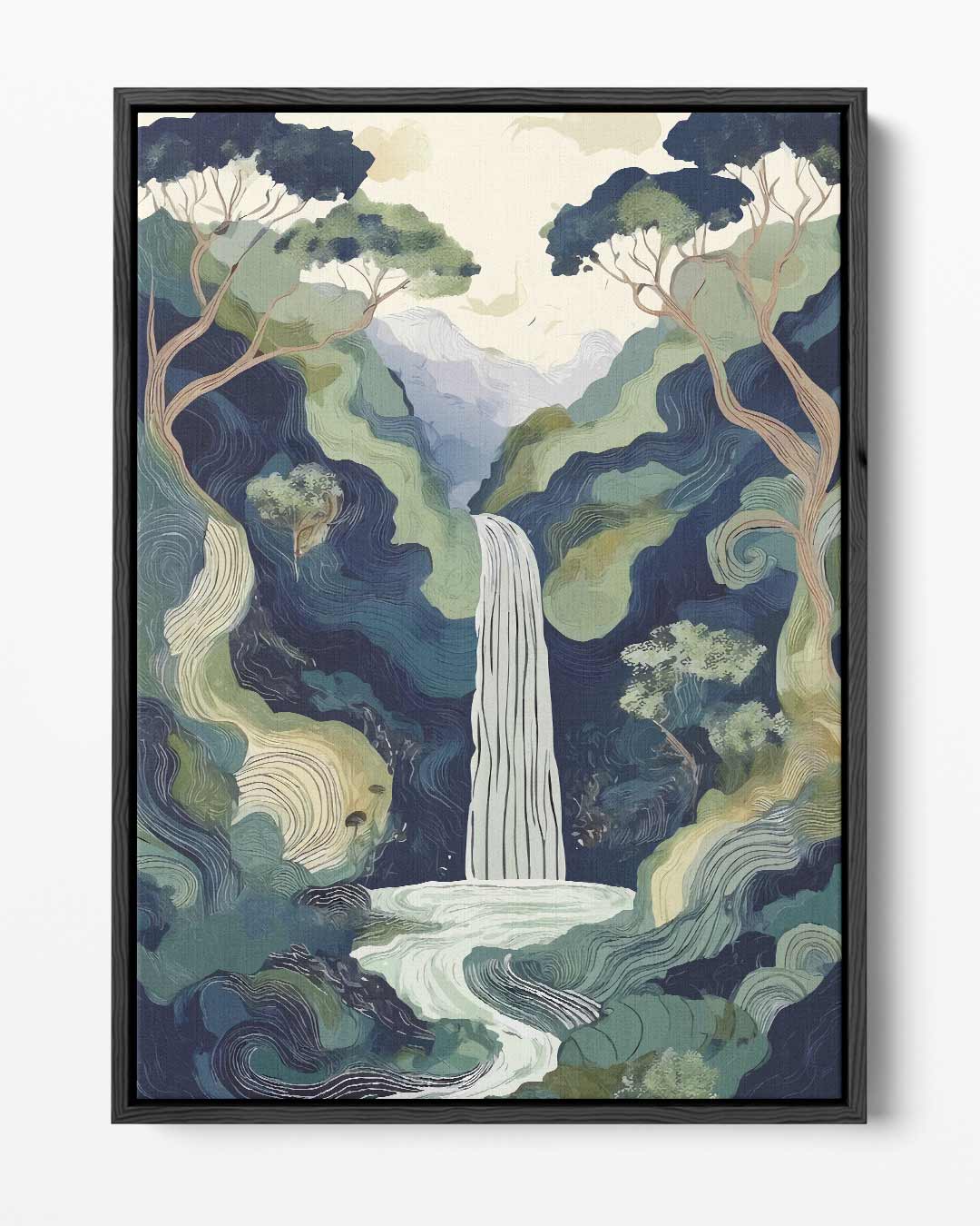 Mystieke Waterval in Bossen Kunstwerk-canvas-dibond-plexiglas-wanddecoratie-WallArtistic