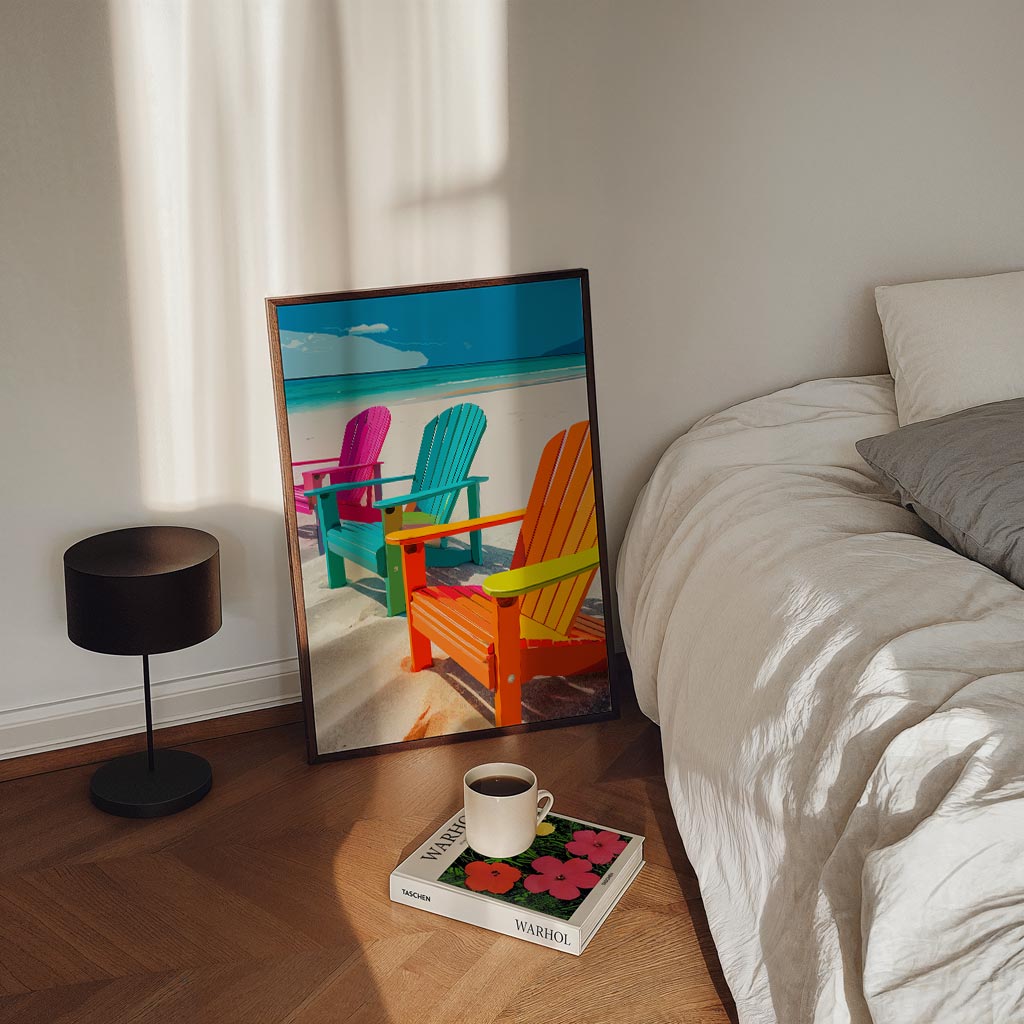 Kleurrijke Strandstoelen Poster