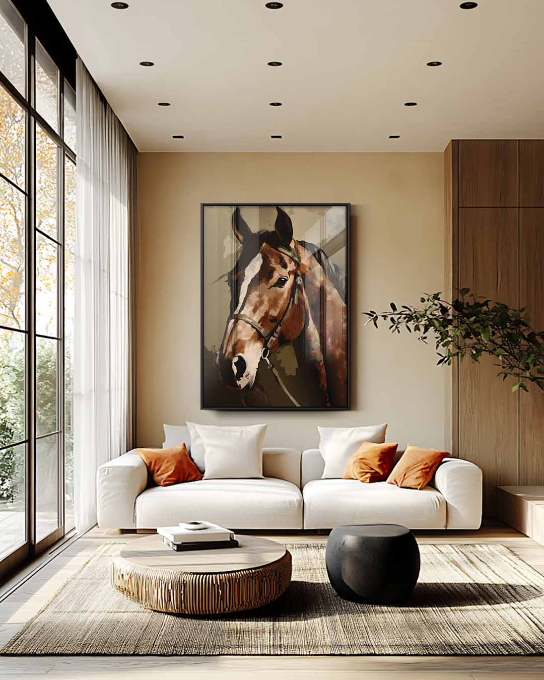 Majestueuze Paardenportret Kunstwerk-canvas-dibond-plexiglas-wanddecoratie-WallArtistic