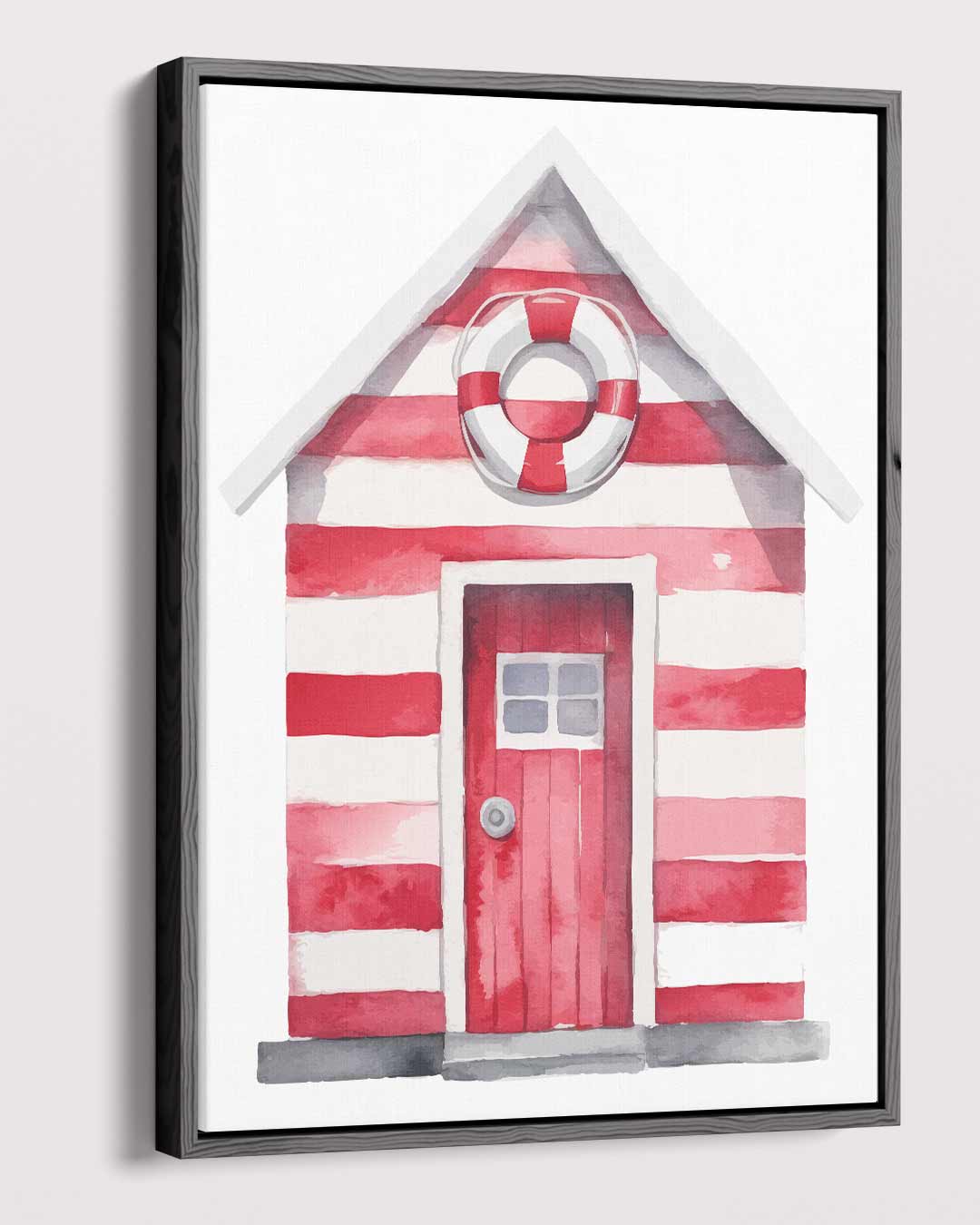 Strandhut Waterverf Print Kunstwerk-canvas-dibond-plexiglas-wanddecoratie-WallArtistic