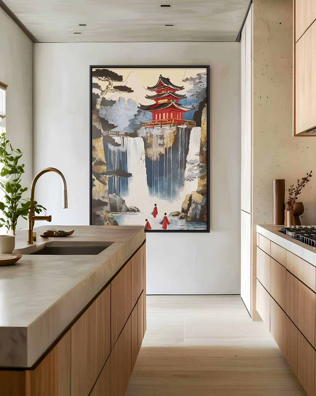Zen Watervallen Kunstwerk-canvas-dibond-plexiglas-wanddecoratie-WallArtistic