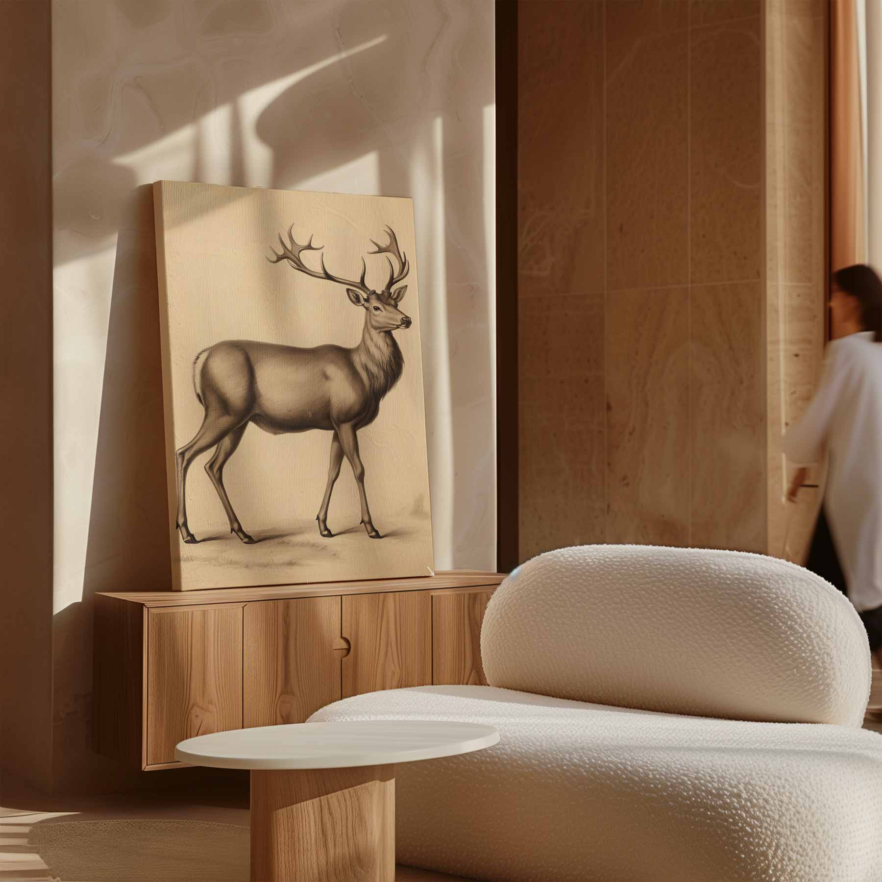 Elegante Hert in Potlood Kunstwerk-canvas-dibond-plexiglas-wanddecoratie-WallArtistic