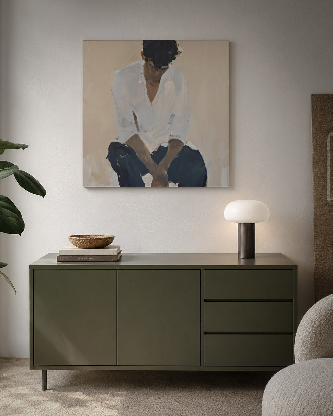Zittende gestalte Kunstwerk