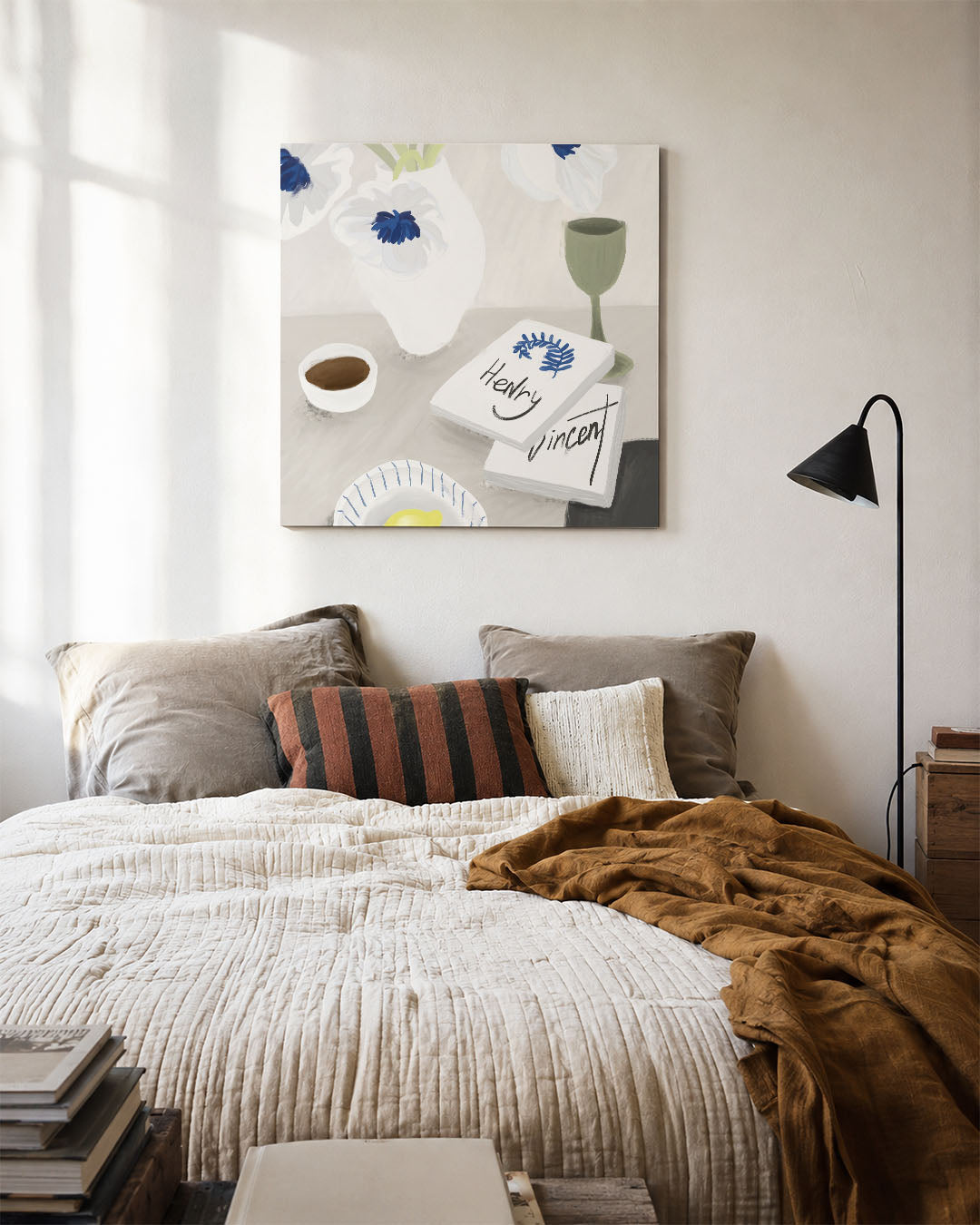 Bloemen en boeken Kunstwerk
