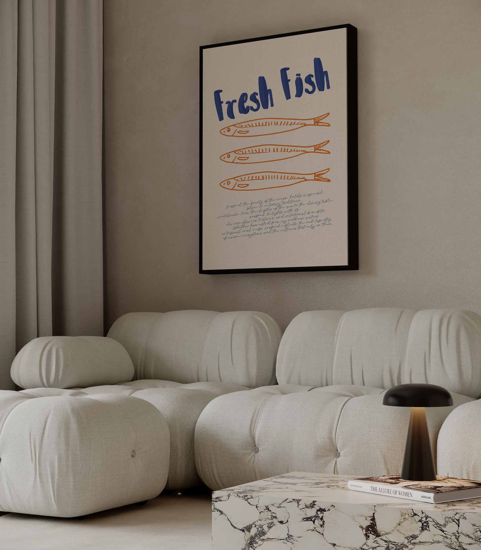 Verse Vis Illustratie Kunstwerk-canvas-dibond-plexiglas-wanddecoratie-WallArtistic