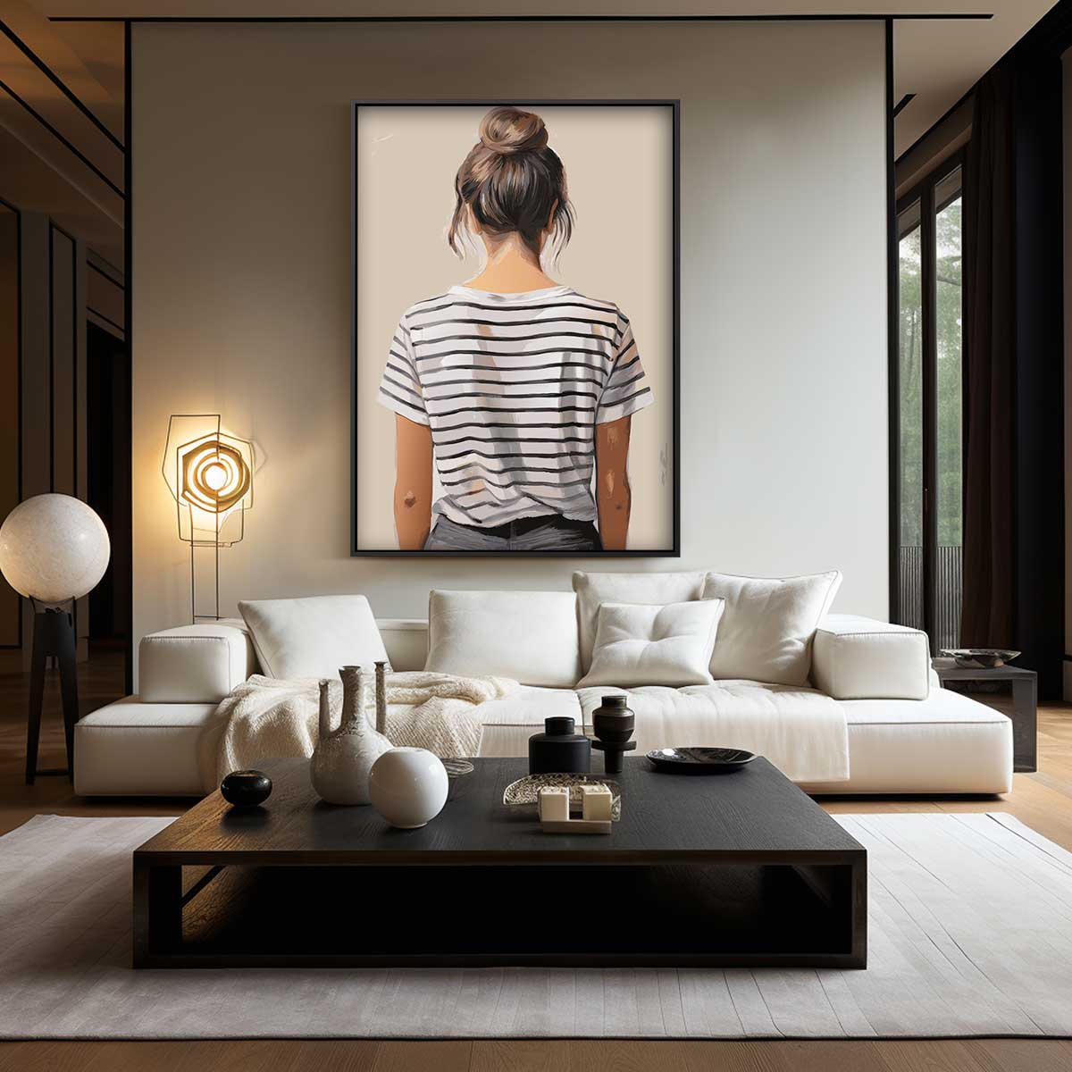 Stijlvolle Terugblik Portret Kunstwerk-canvas-dibond-plexiglas-wanddecoratie-WallArtistic