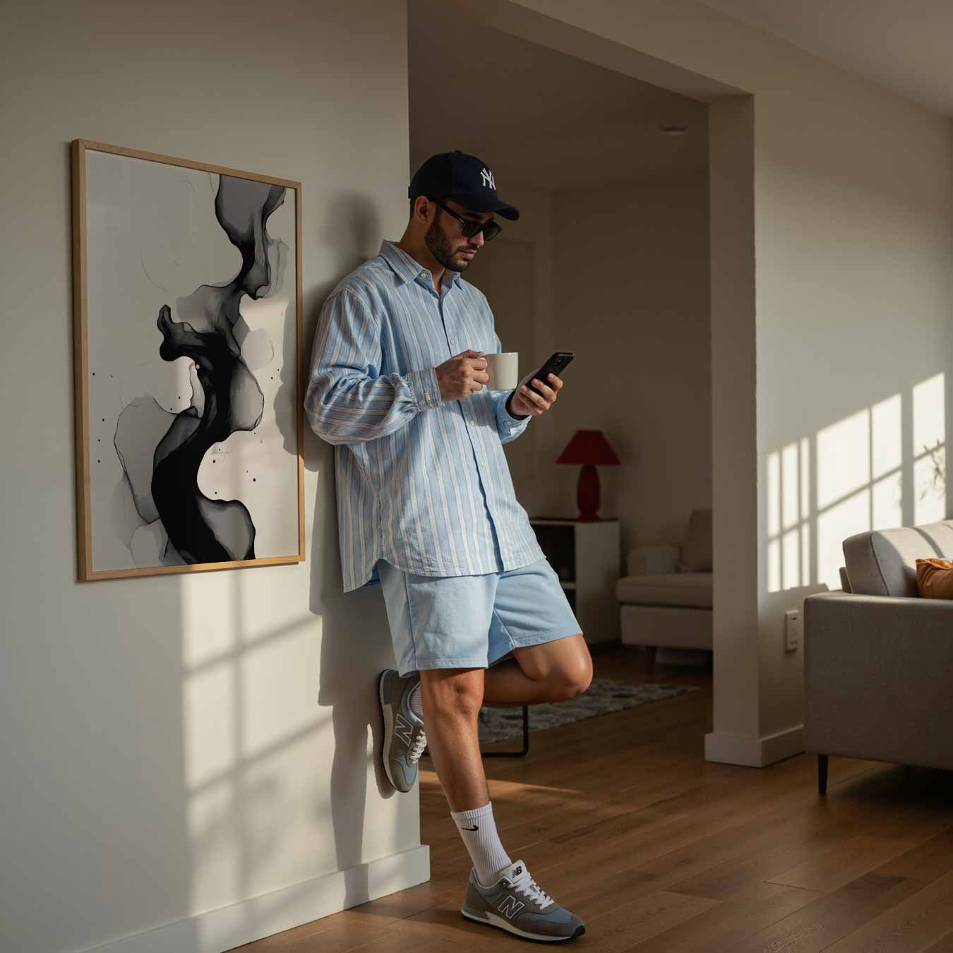 Abstracte Zwart-Wit Stroming Poster-WallArtistic