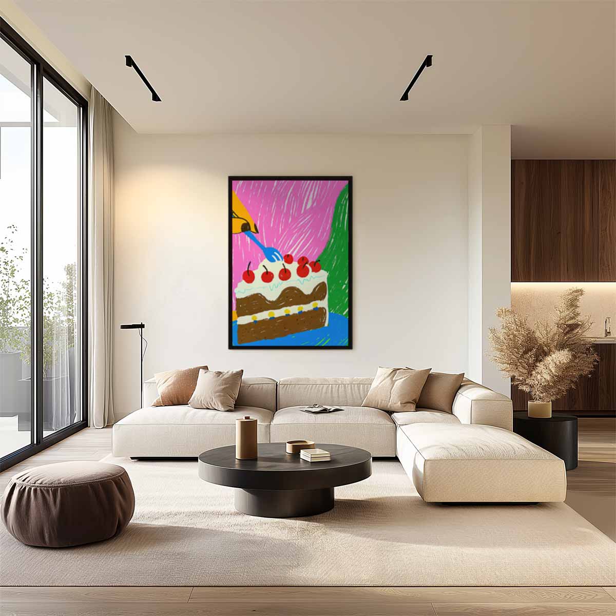 Vrolijke Taart Fantasie Kunstwerk-canvas-dibond-plexiglas-wanddecoratie-WallArtistic