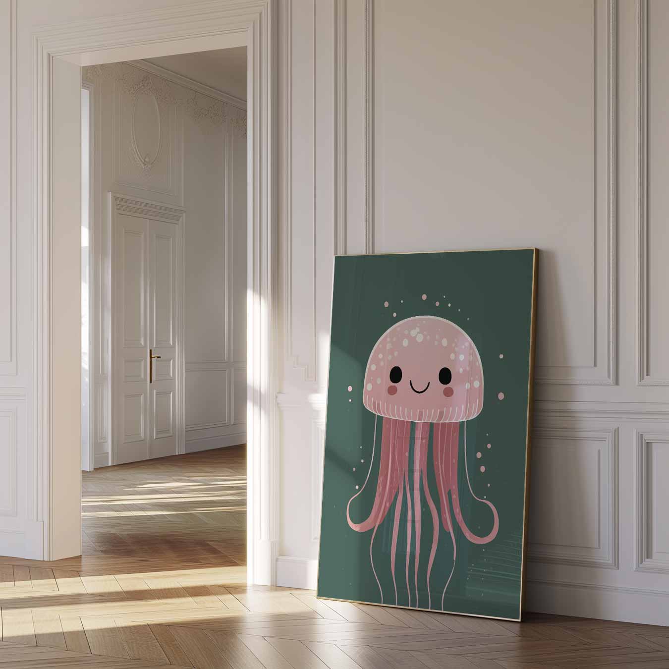 Schattige Roze Kwallenposter-WallArtistic