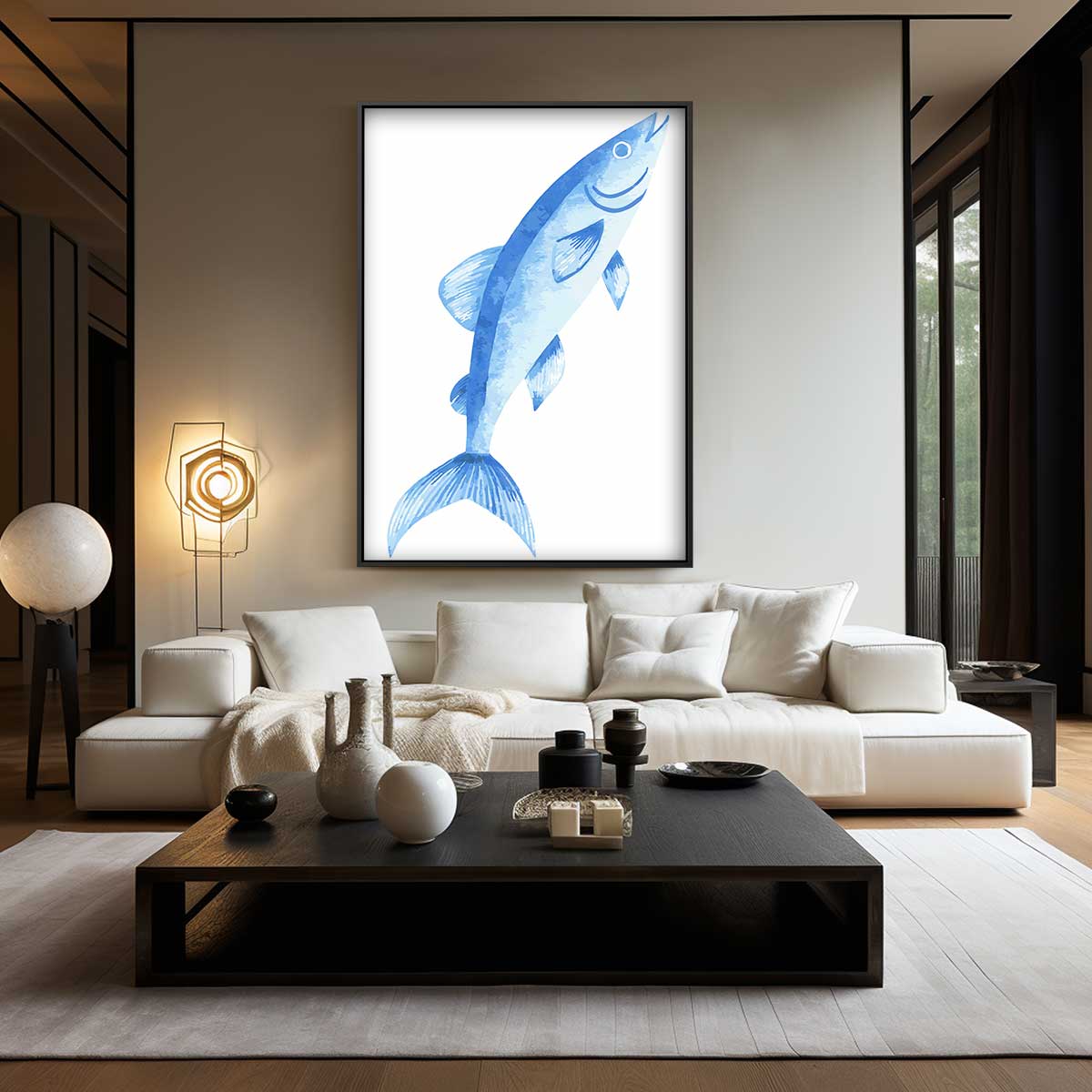 Waterverf Vis Print Kunstwerk-canvas-dibond-plexiglas-wanddecoratie-WallArtistic