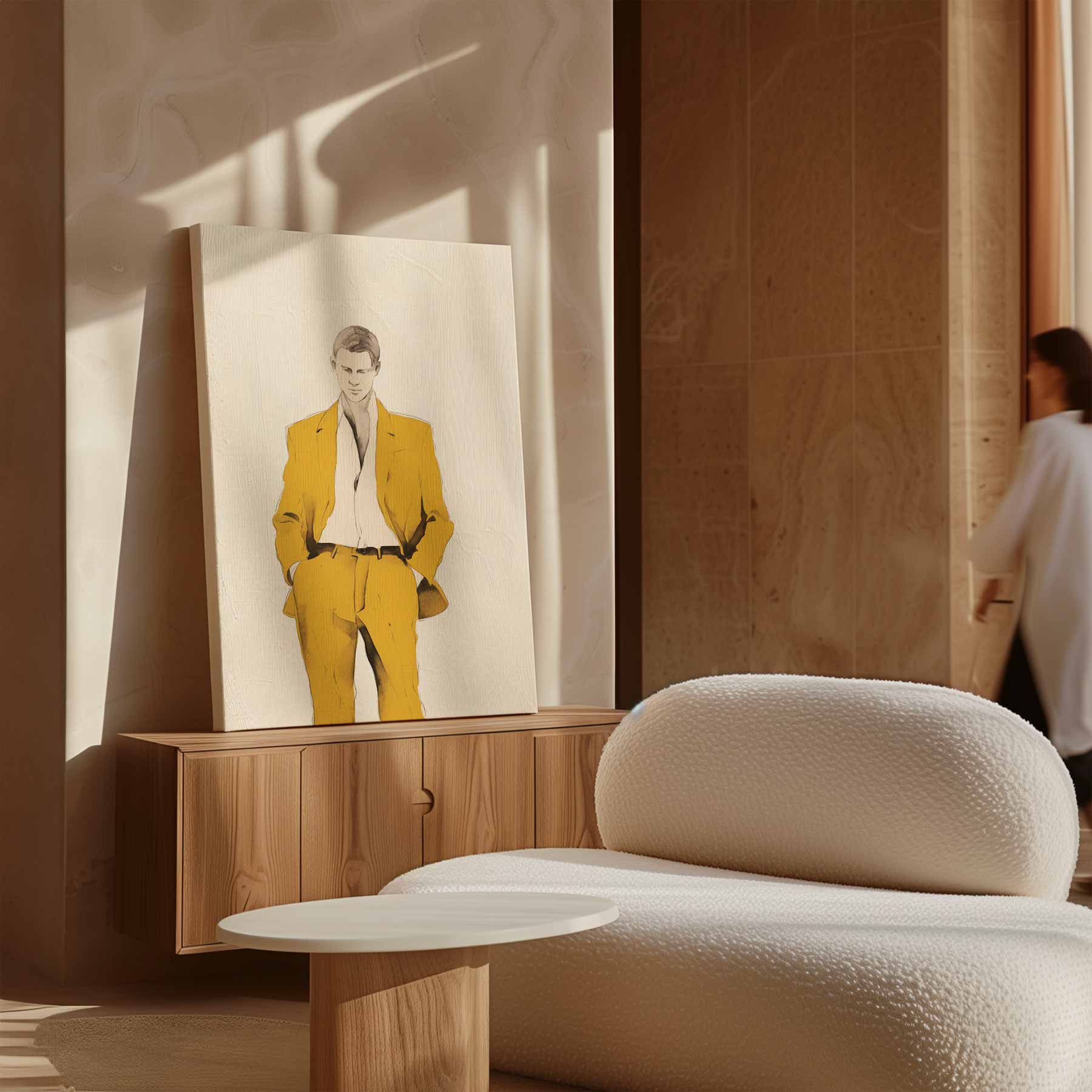 Elegante Stijl in Geel Kunstwerk-canvas-dibond-plexiglas-wanddecoratie-WallArtistic