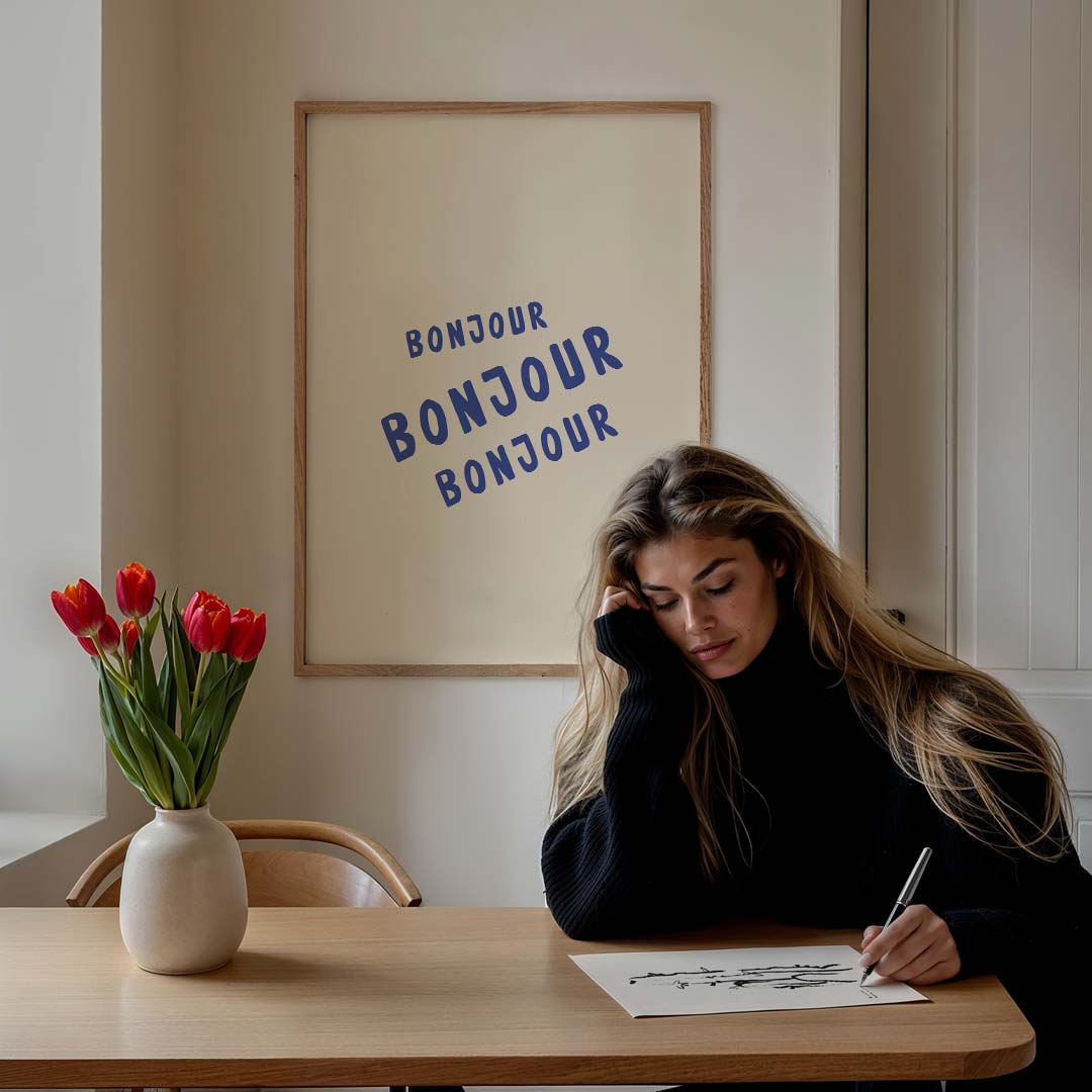 Bonjour Stijlvolle Wandposter-WallArtistic