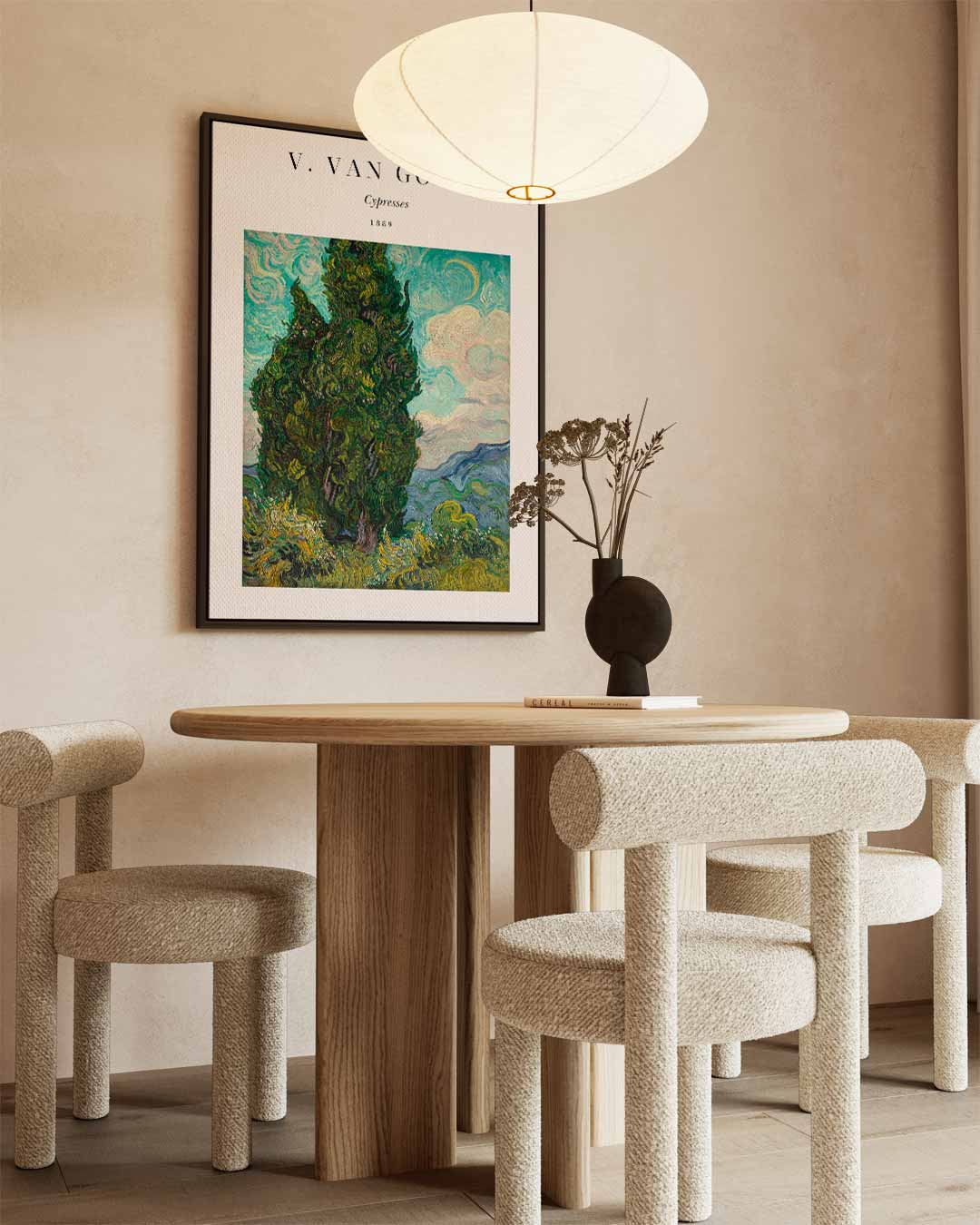 Cypresses in een Wervelende Hemel Kunstwerk-canvas-dibond-plexiglas-wanddecoratie-WallArtistic