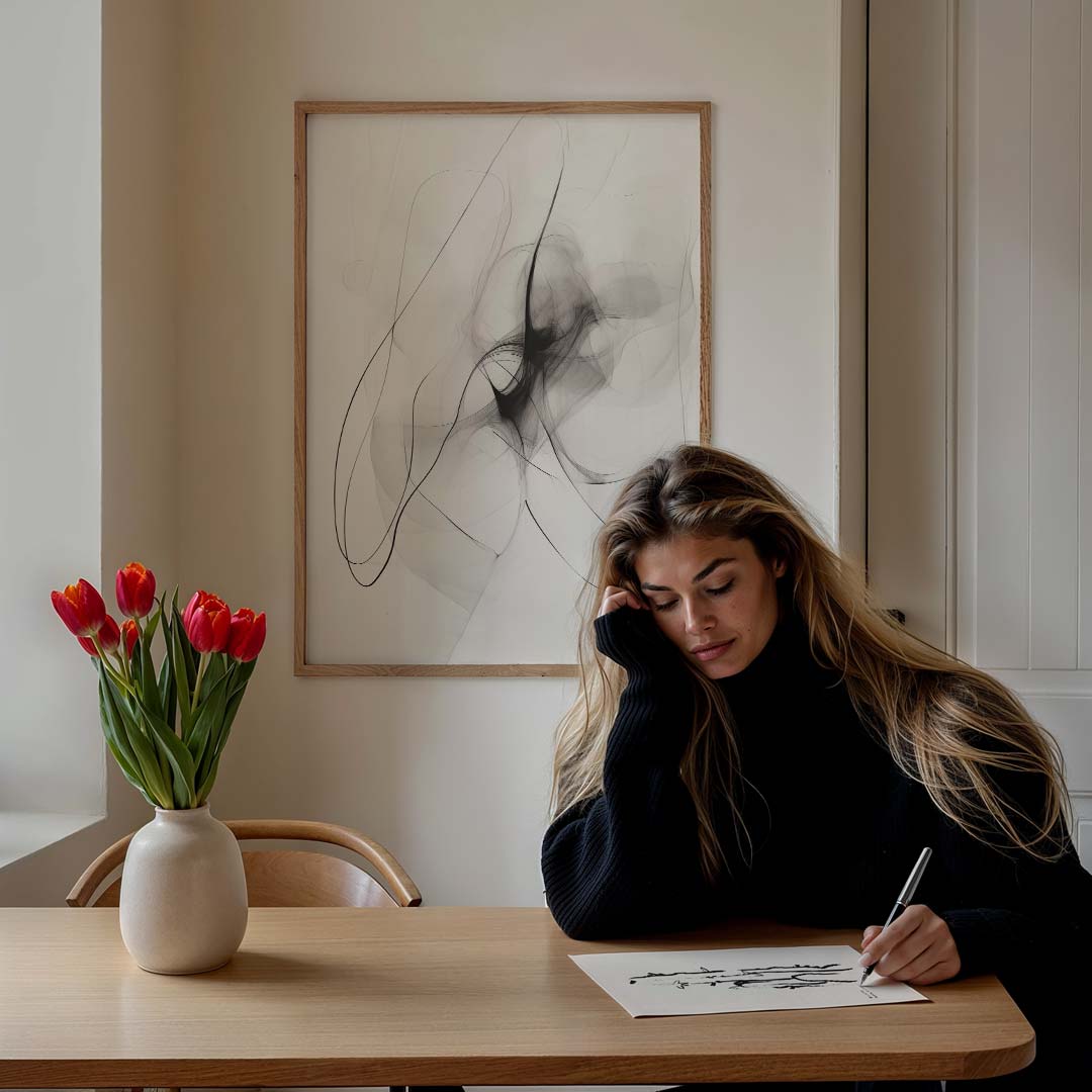 Minimalistische Zwart-Wit Abstracte Poster-WallArtistic