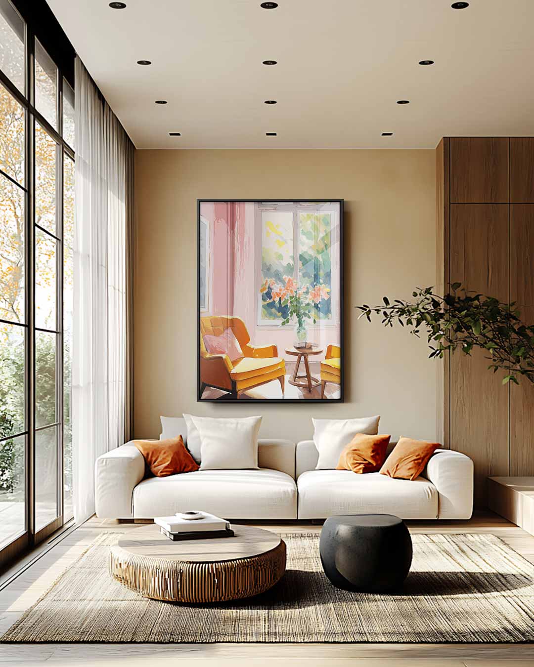 Zomerse Interieur Escapade Kunstwerk-canvas-dibond-plexiglas-wanddecoratie-WallArtistic