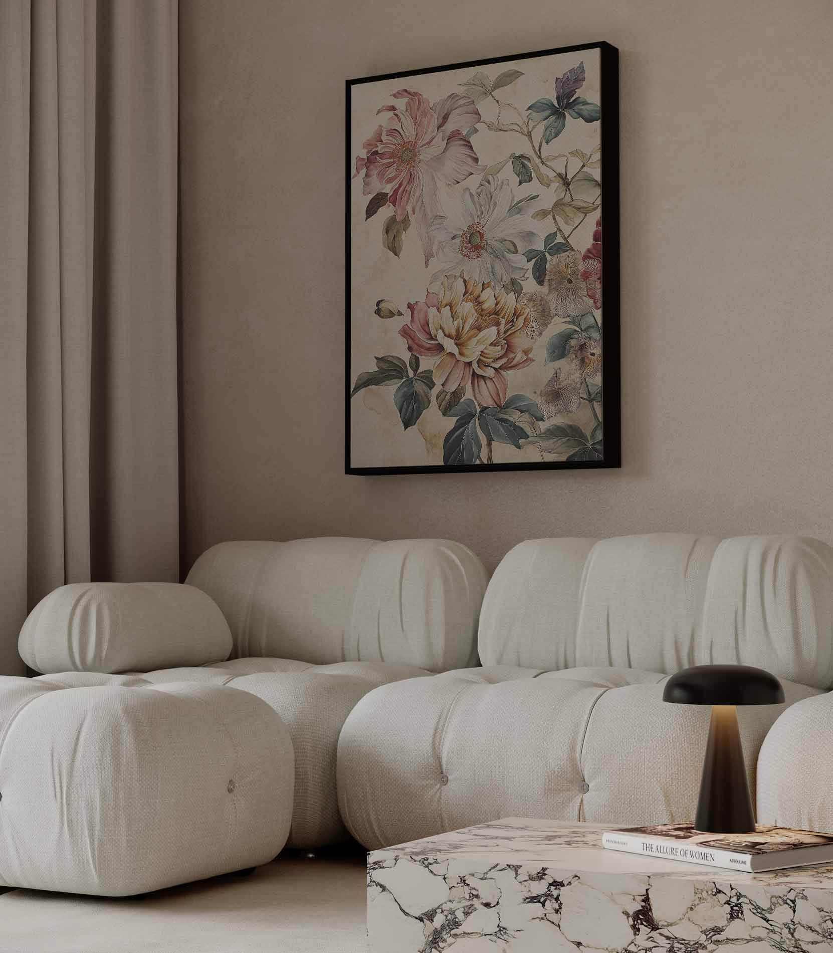 Bloemenpracht in Aquarel Kunstwerk-canvas-dibond-plexiglas-wanddecoratie-WallArtistic