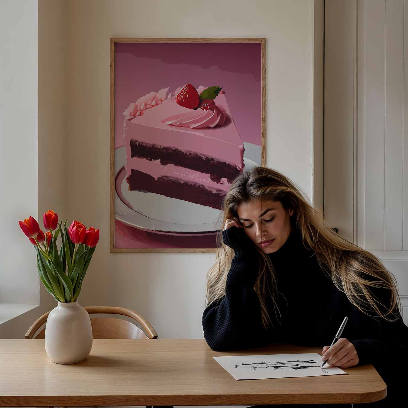 Zoete Verleiding Aardbeien Taart Poster-WallArtistic