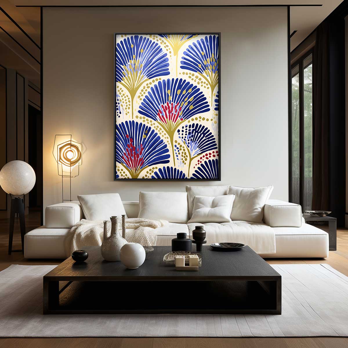 Bloemige Fan Vormen Kunstwerk-canvas-dibond-plexiglas-wanddecoratie-WallArtistic