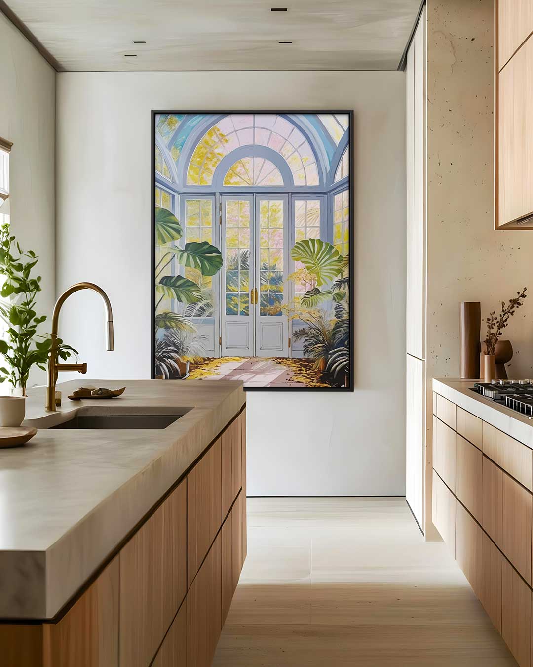 Serene Wintertuin Kunstwerk-canvas-dibond-plexiglas-wanddecoratie-WallArtistic