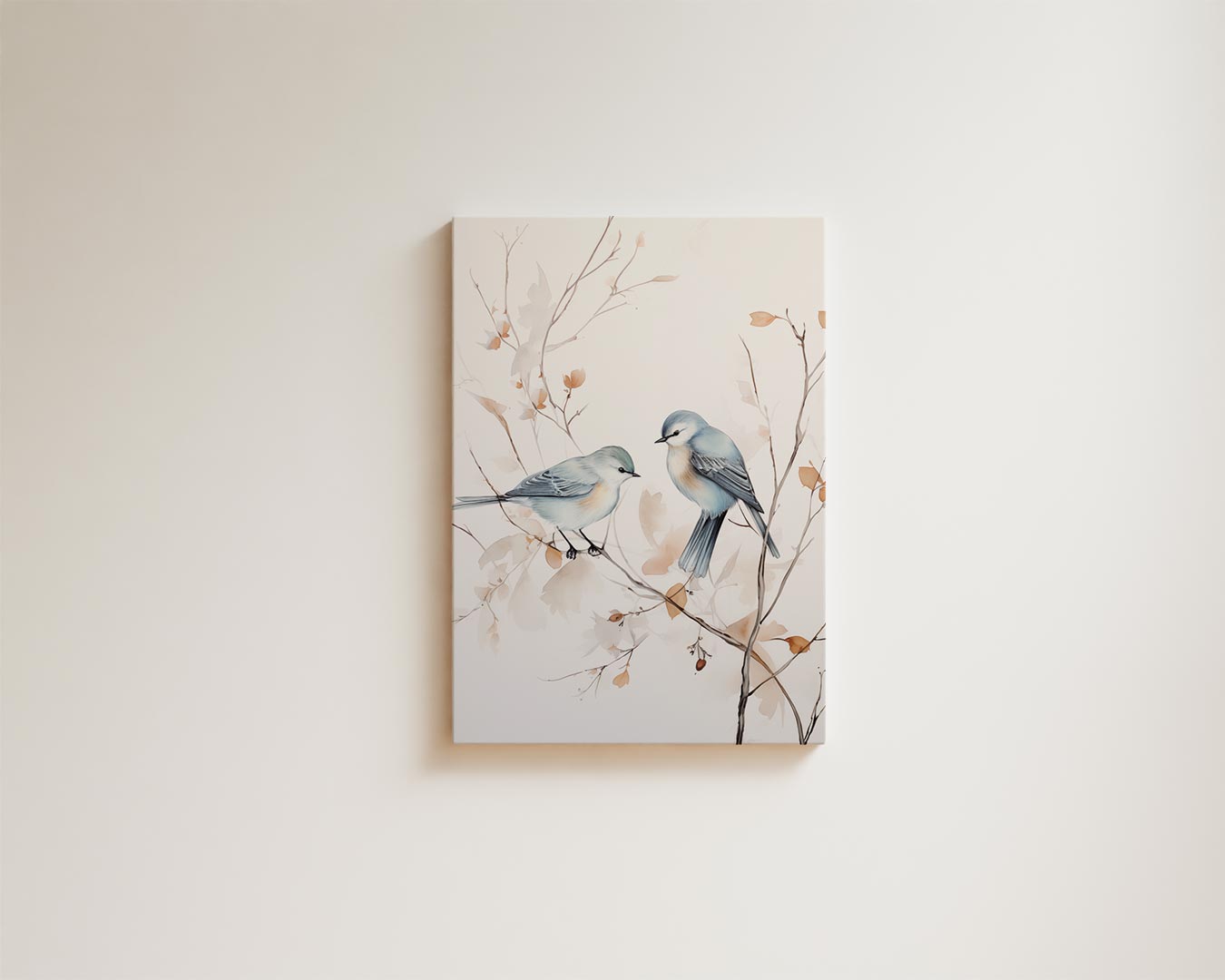 Vrolijke Vogels op Tak Kunstwerk-canvas-dibond-plexiglas-wanddecoratie-WallArtistic