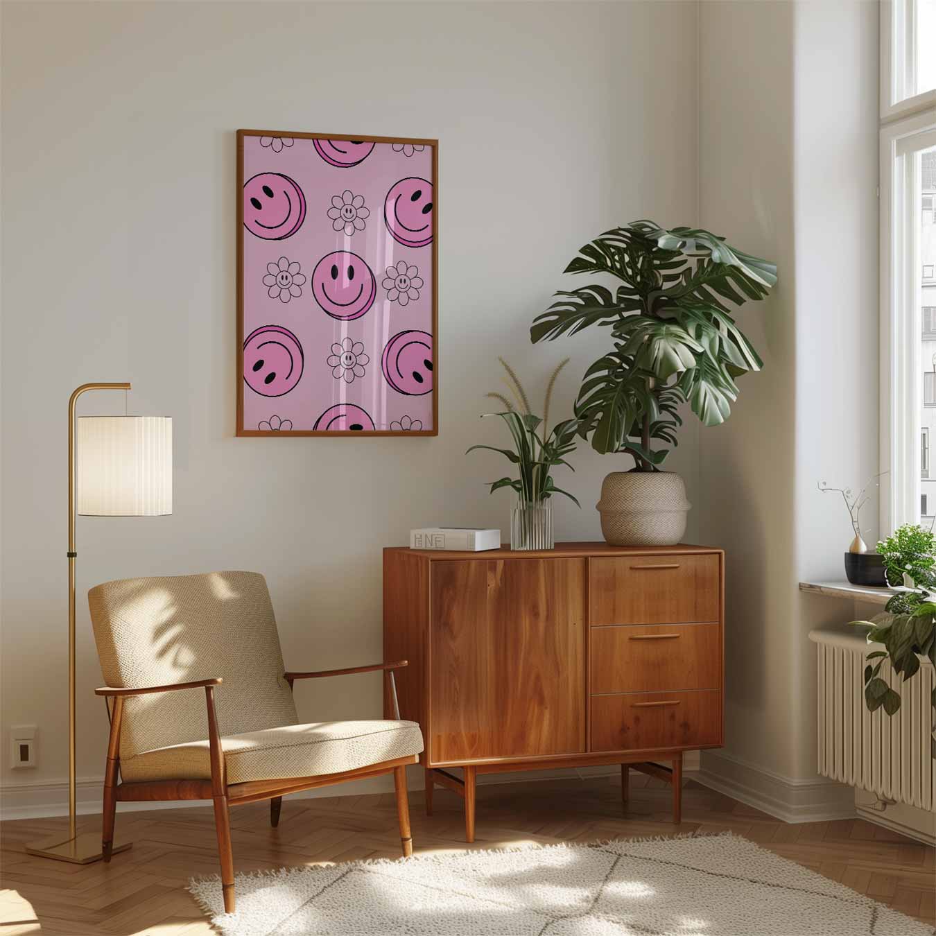 Vrolijke Bloemen en Smiley's Poster