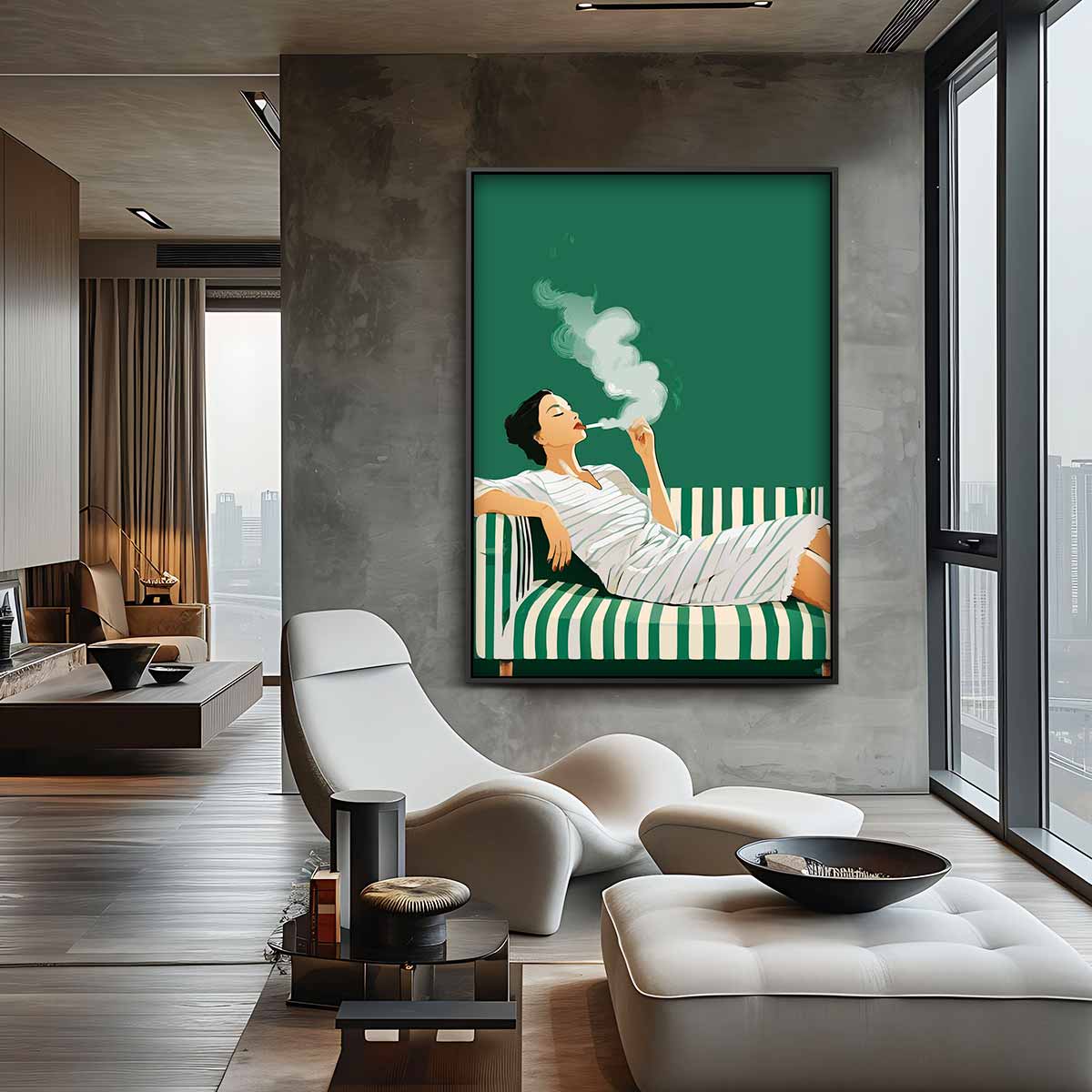 Chill Moment op de Bank Kunstwerk-canvas-dibond-plexiglas-wanddecoratie-WallArtistic