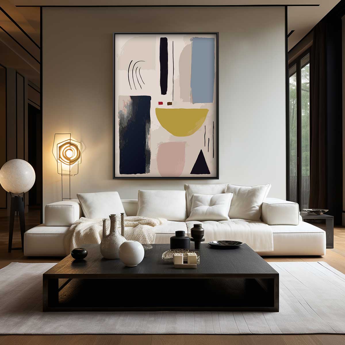 Speelse Abstractie Kunstwerk-canvas-dibond-plexiglas-wanddecoratie-WallArtistic