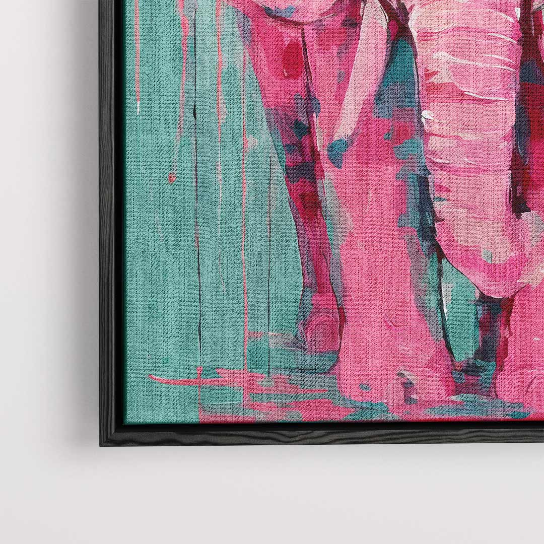 Vrolijke Roze Olifant Kunstwerk-canvas-dibond-plexiglas-wanddecoratie-WallArtistic