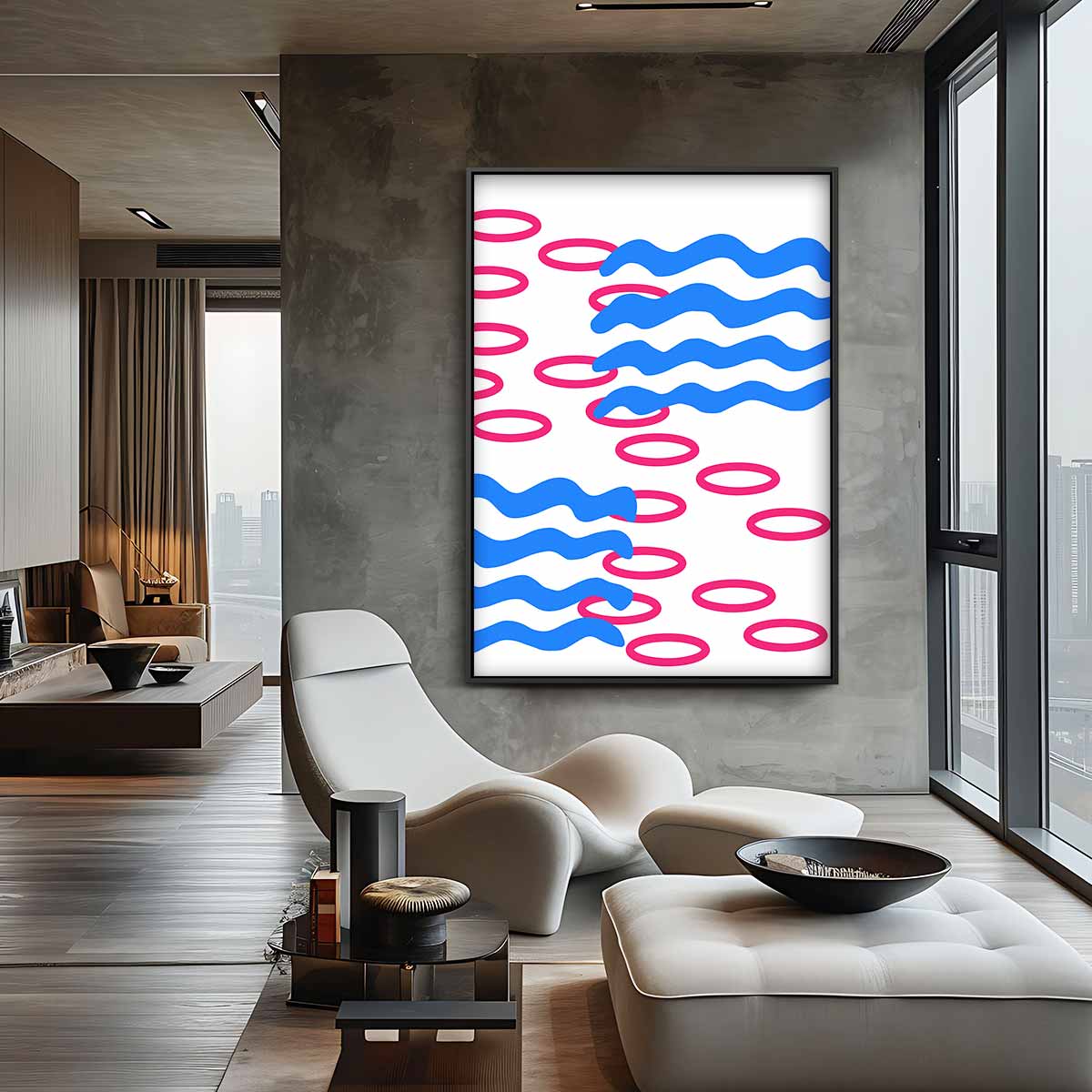 Speelse Golfpatronen Kunstwerk-canvas-dibond-plexiglas-wanddecoratie-WallArtistic