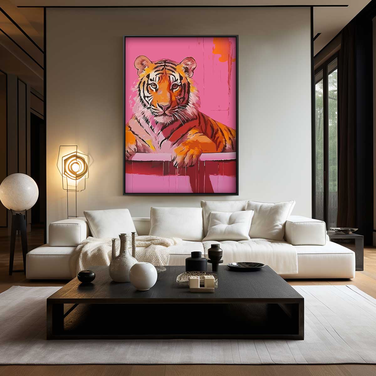 Kleurrijke Tijger Kunst Kunstwerk-canvas-dibond-plexiglas-wanddecoratie-WallArtistic
