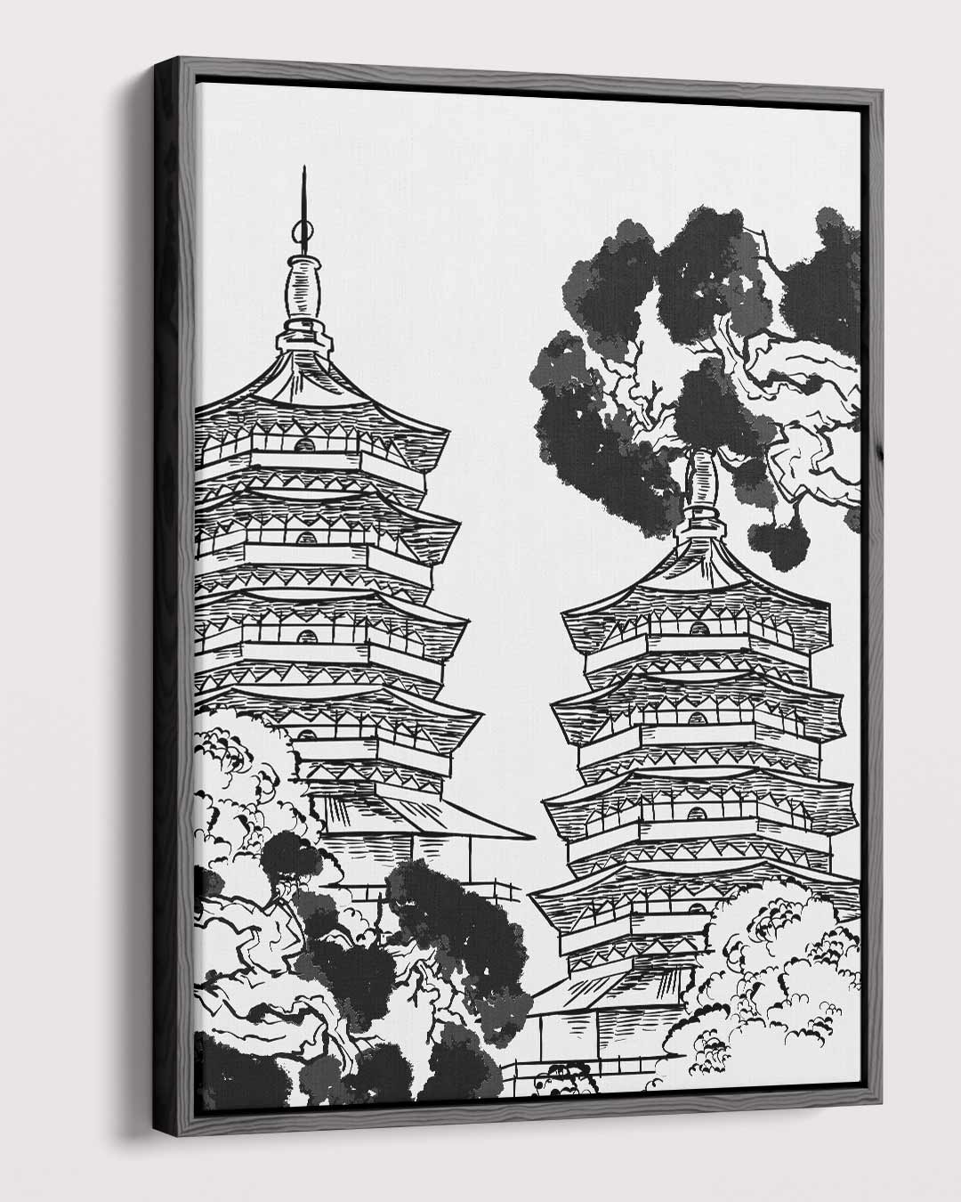 Traditionele Oosterse Pagodes Kunstwerk-canvas-dibond-plexiglas-wanddecoratie-WallArtistic
