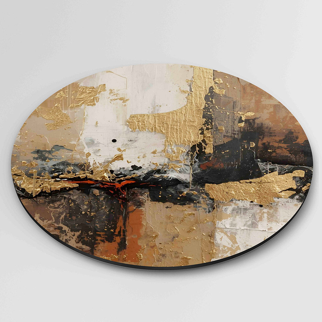 Goud en bruin abstracte Muurcirkel