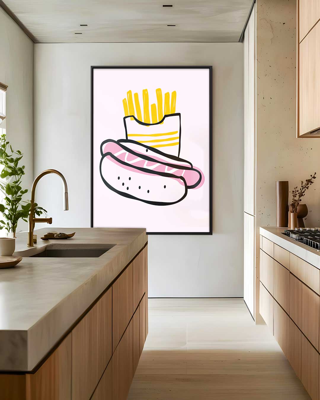 Speelse Snack Illustratie Kunstwerk-canvas-dibond-plexiglas-wanddecoratie-WallArtistic