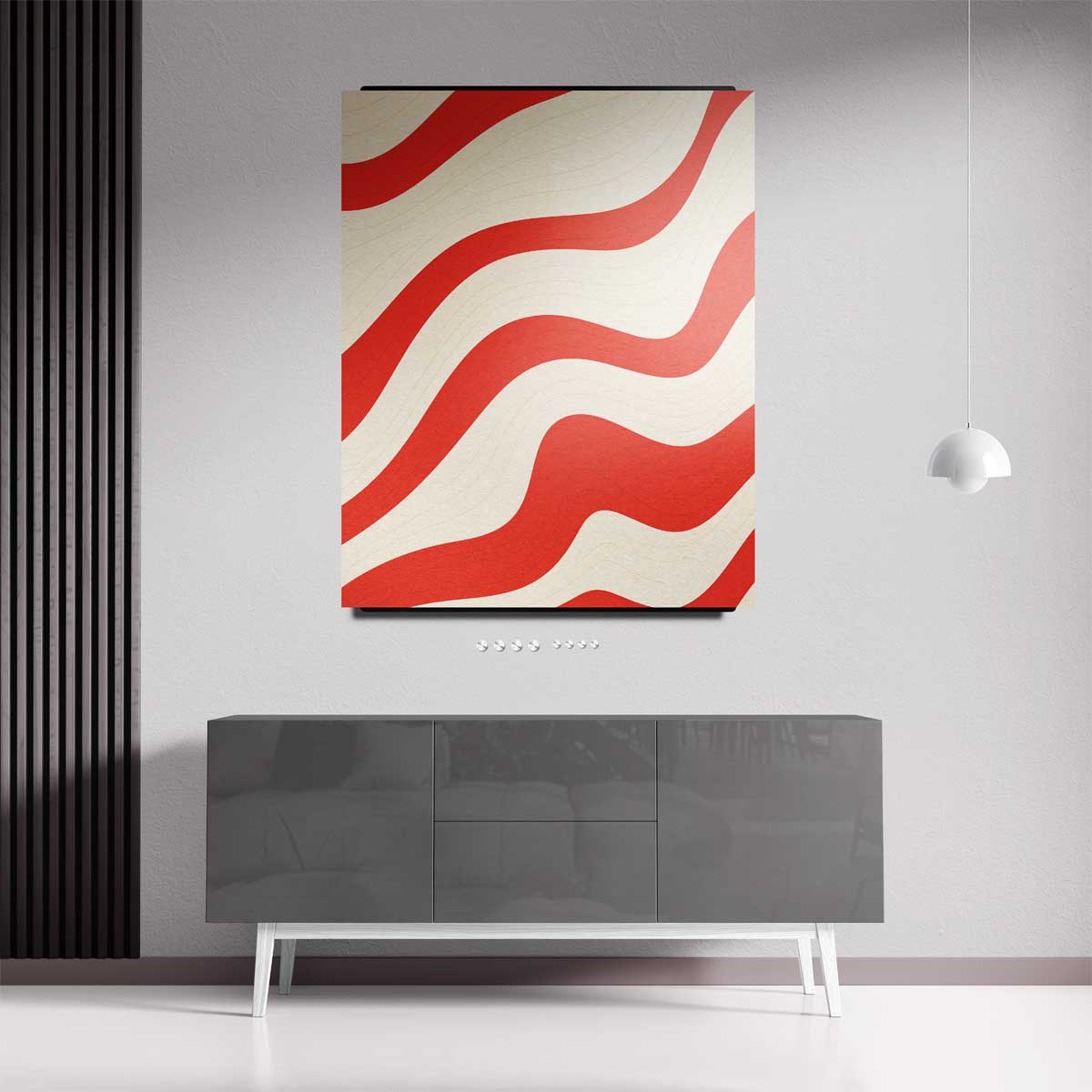 Golvende Rode Strepen Kunstwerk-canvas-dibond-plexiglas-wanddecoratie-WallArtistic