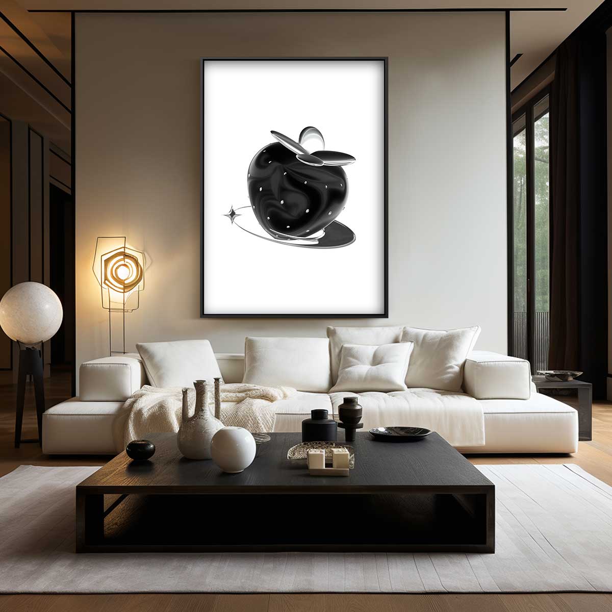 Futuristische Zwarte Aardbei Kunstwerk-canvas-dibond-plexiglas-wanddecoratie-WallArtistic