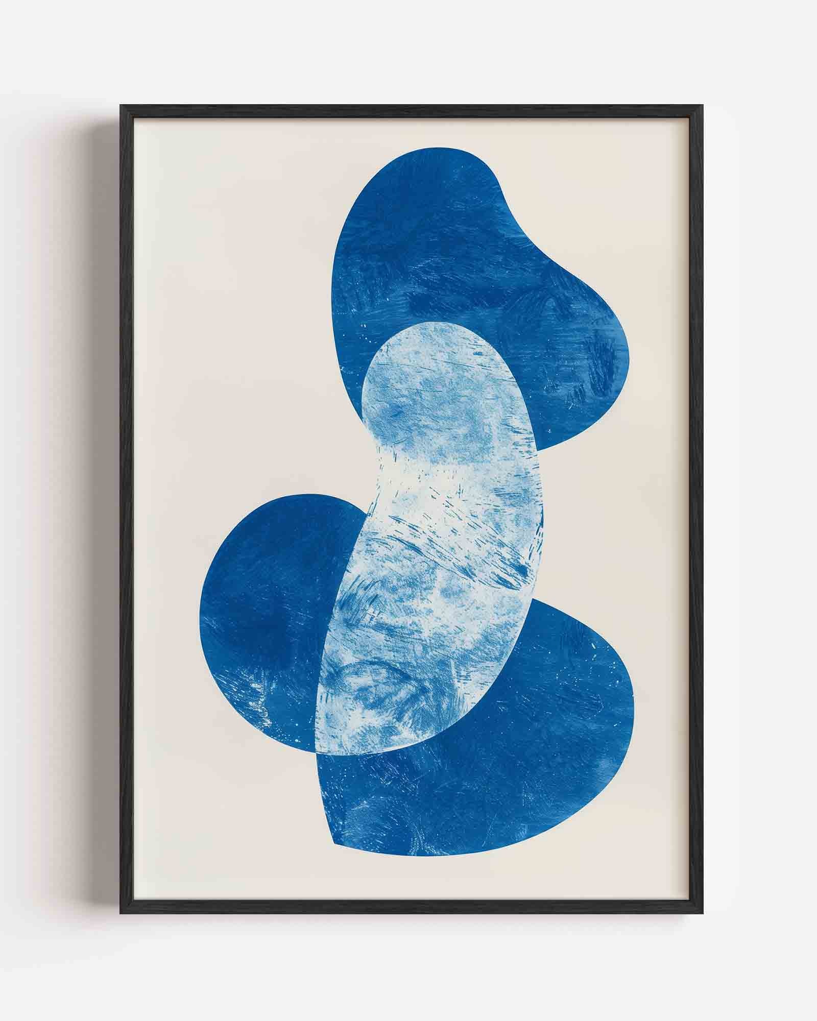 Abstracte blauwe vormen Poster