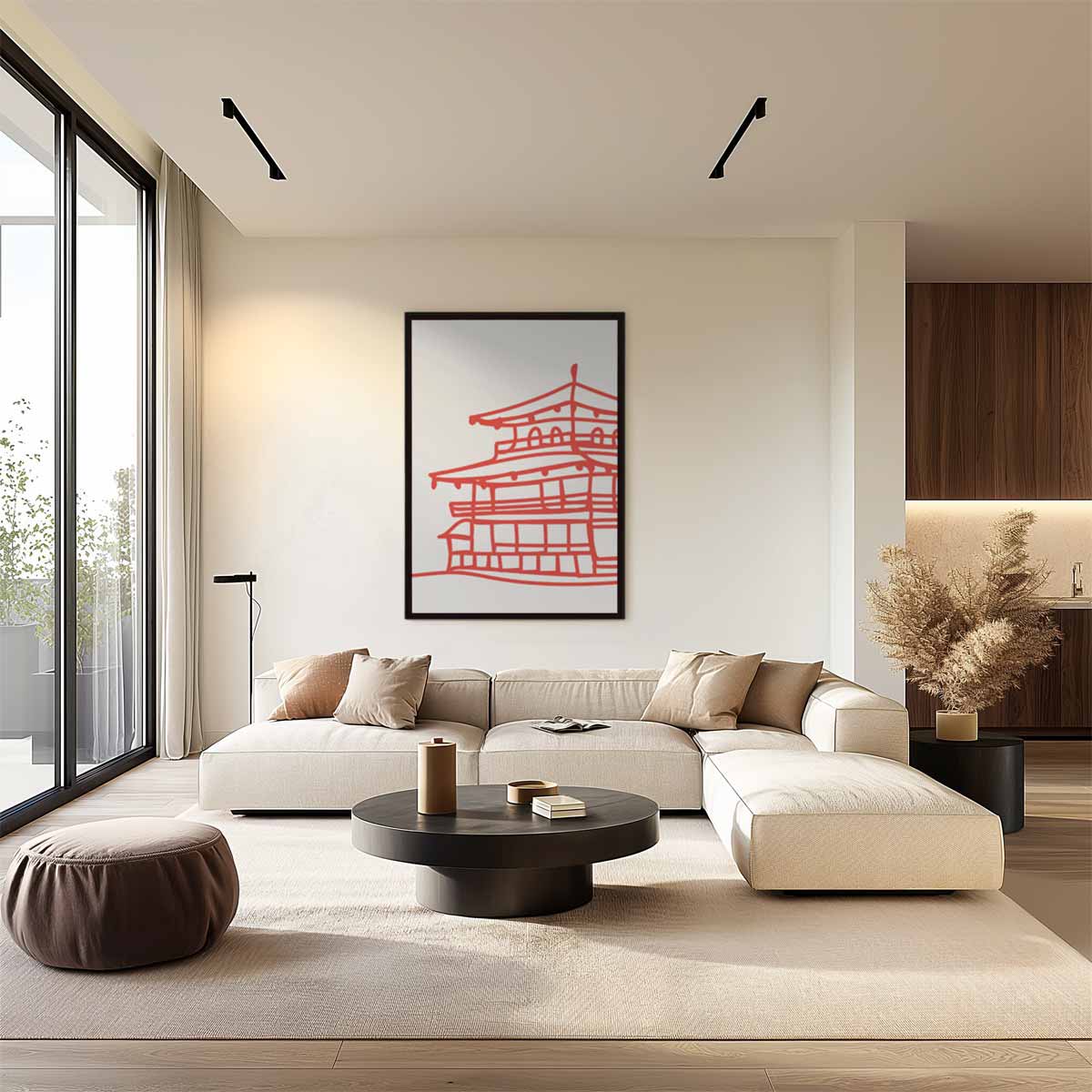 Rode Tempel Schets Kunstwerk-canvas-dibond-plexiglas-wanddecoratie-WallArtistic