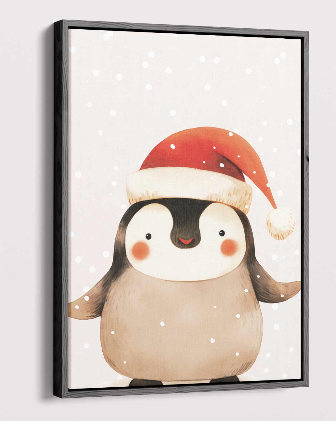 Schattige Kerstpinguïn Illustratie Kunstwerk-canvas-dibond-plexiglas-wanddecoratie-WallArtistic