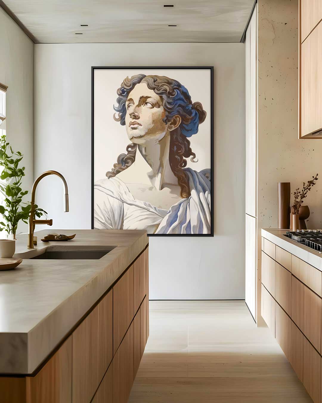 Klassieke Buste Met Krachtige Blik Kunstwerk-canvas-dibond-plexiglas-wanddecoratie-WallArtistic