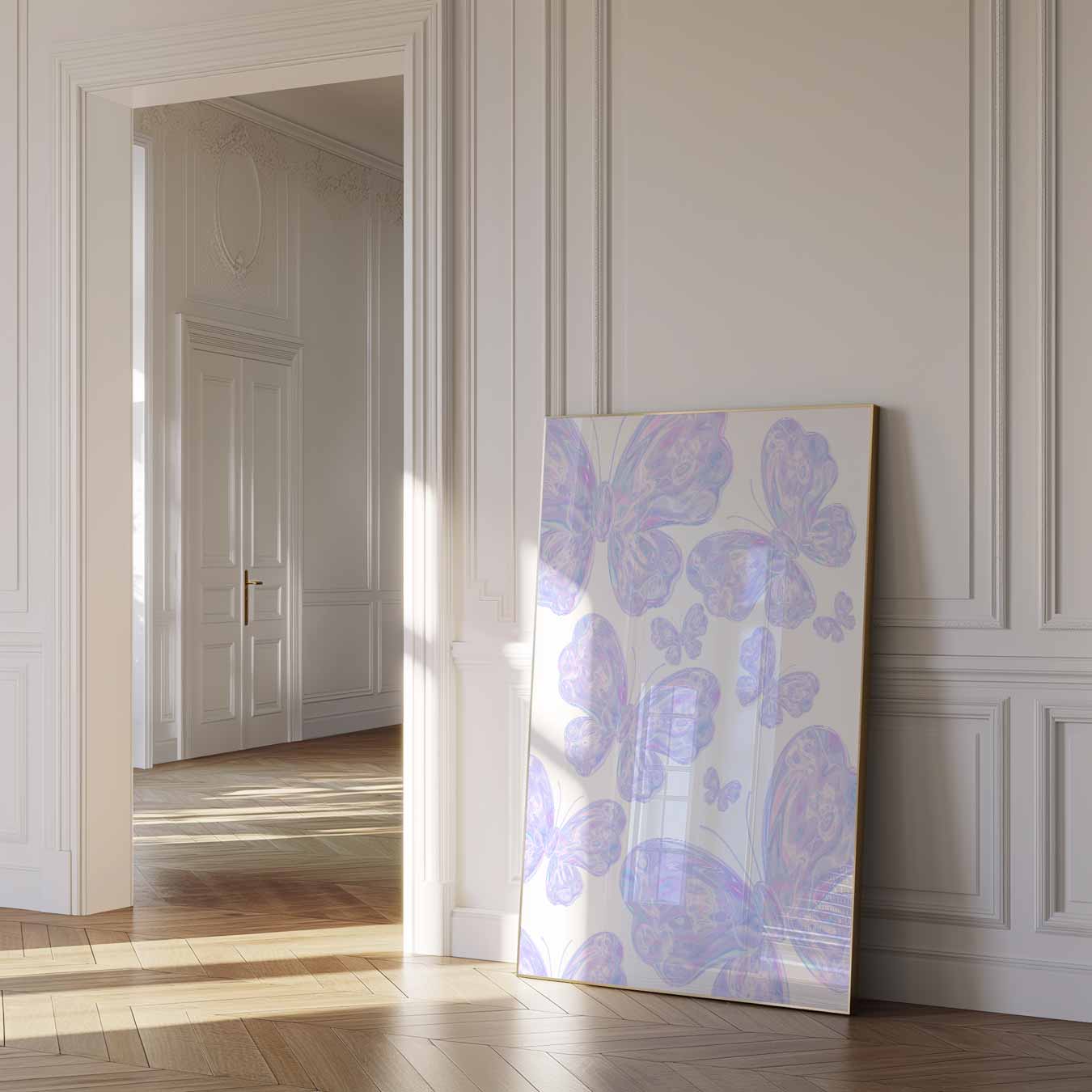 Vlinders in Pasteltinten Poster-WallArtistic