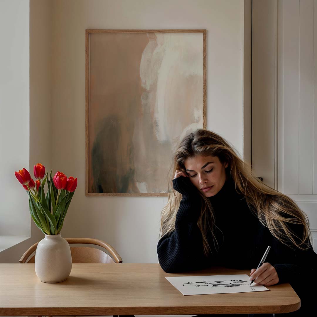 Abstracte Beige Kleurenmix Poster-WallArtistic