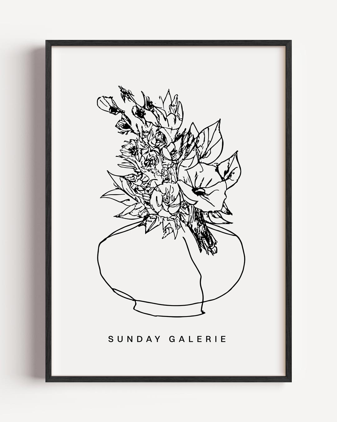 Elegante Bloemenvaas Schets Poster-WallArtistic