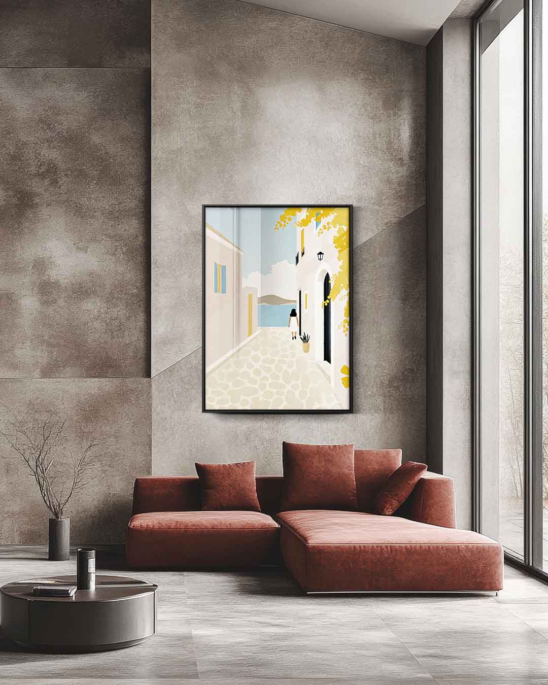 Zomerse Straatwandeling Kunstwerk-canvas-dibond-plexiglas-wanddecoratie-WallArtistic