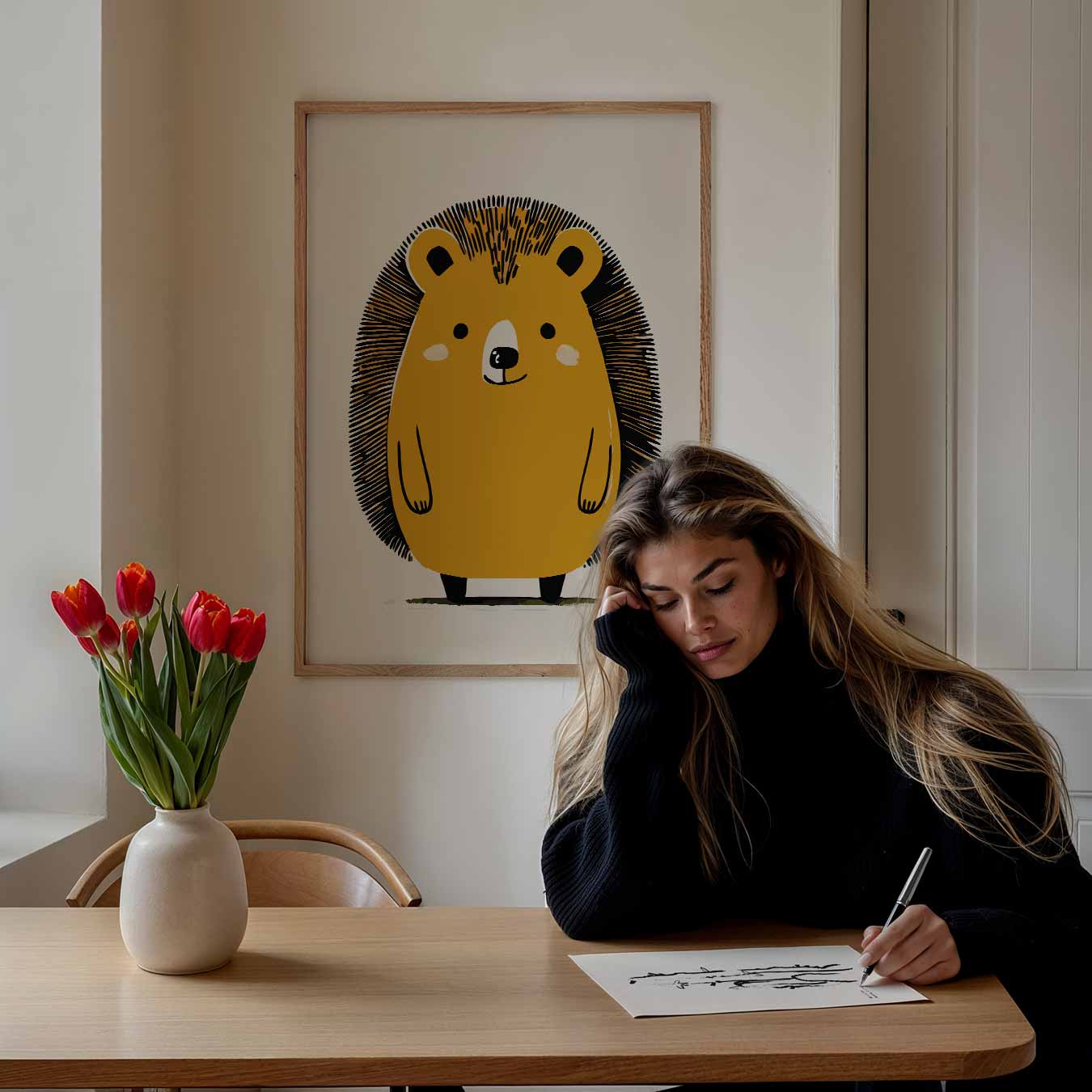 Schattige Egel Illustratie Poster-WallArtistic