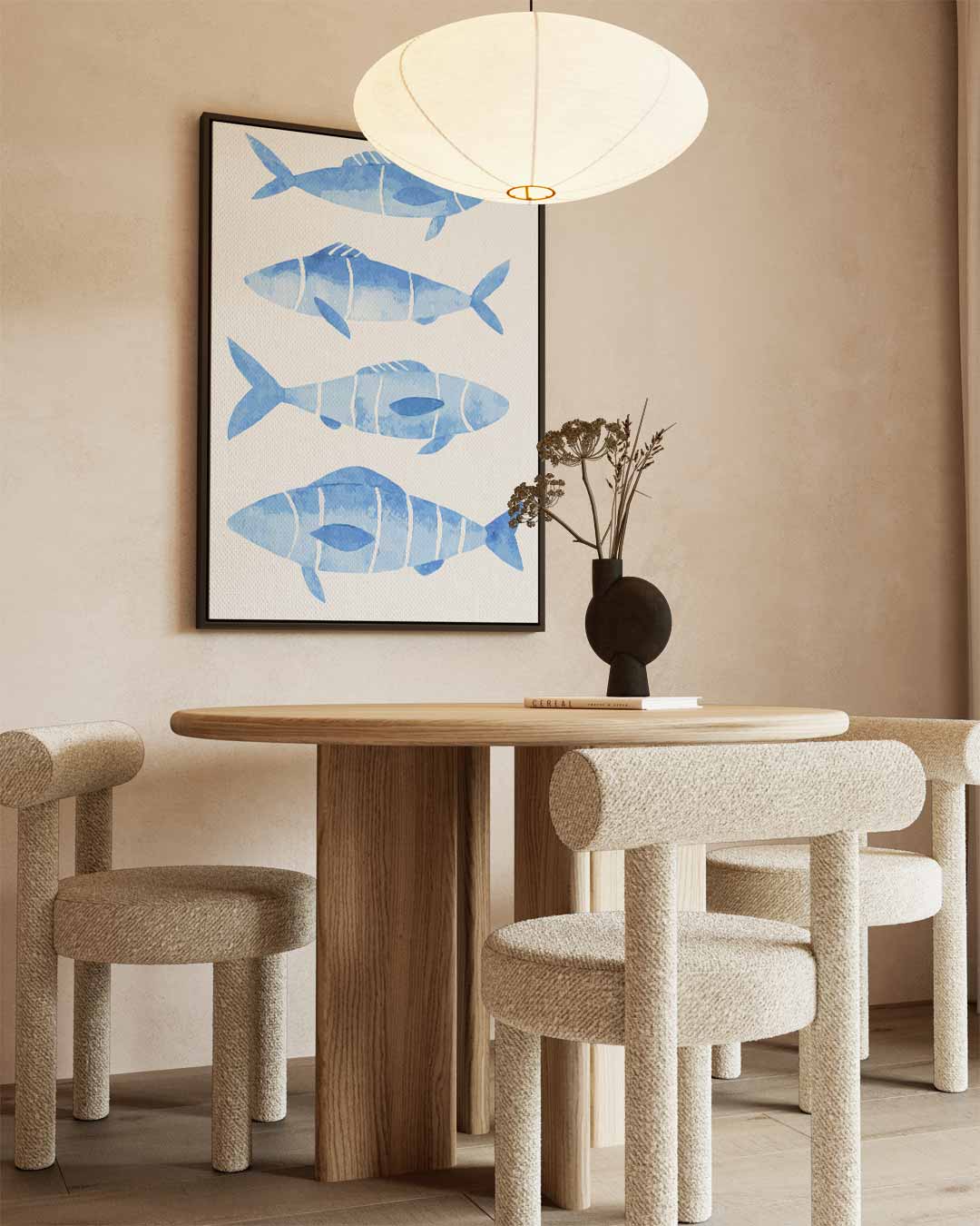 Waterverf Vissen Illustratie Kunstwerk-canvas-dibond-plexiglas-wanddecoratie-WallArtistic