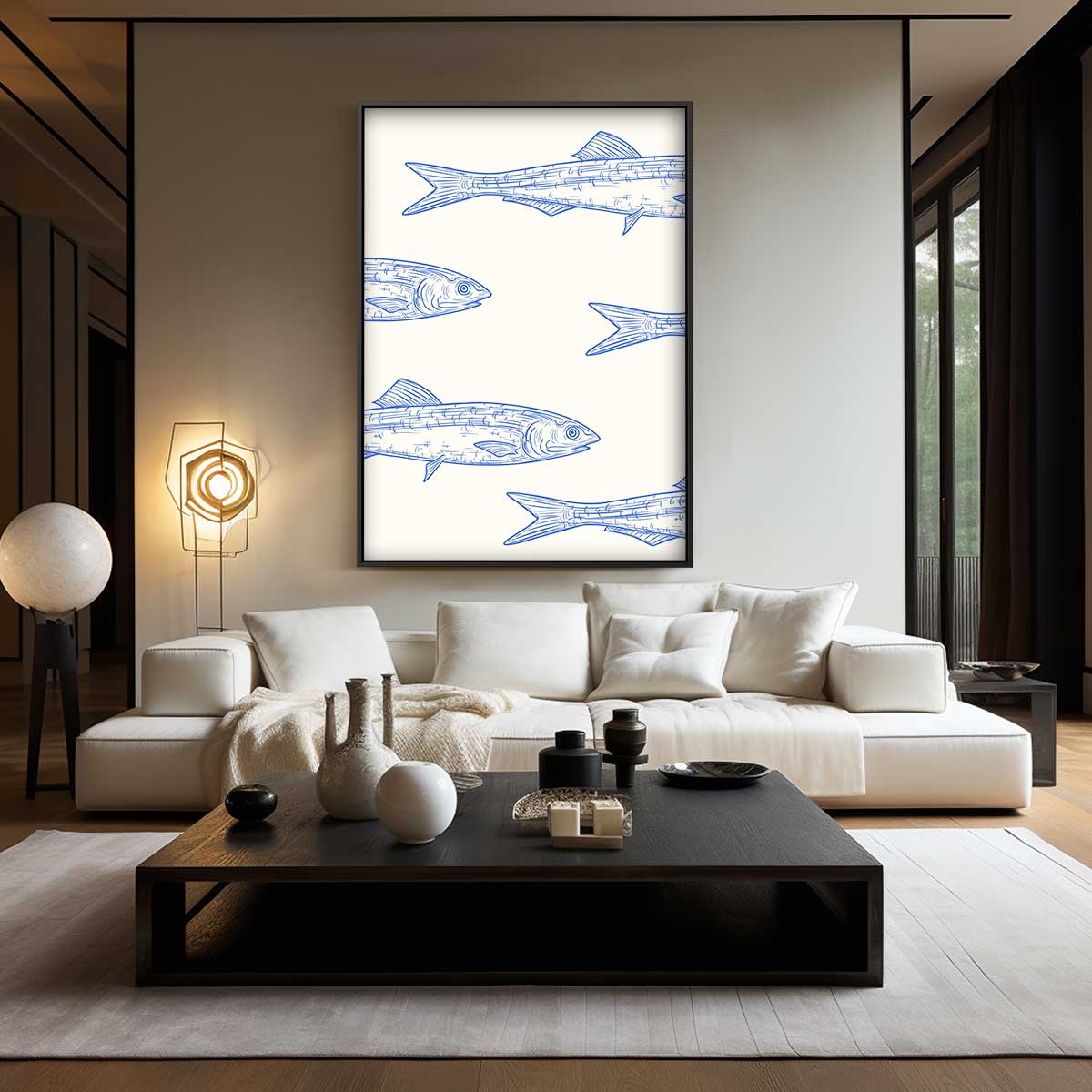 Kunstzinnige Vissenpatroon Kunstwerk-canvas-dibond-plexiglas-wanddecoratie-WallArtistic