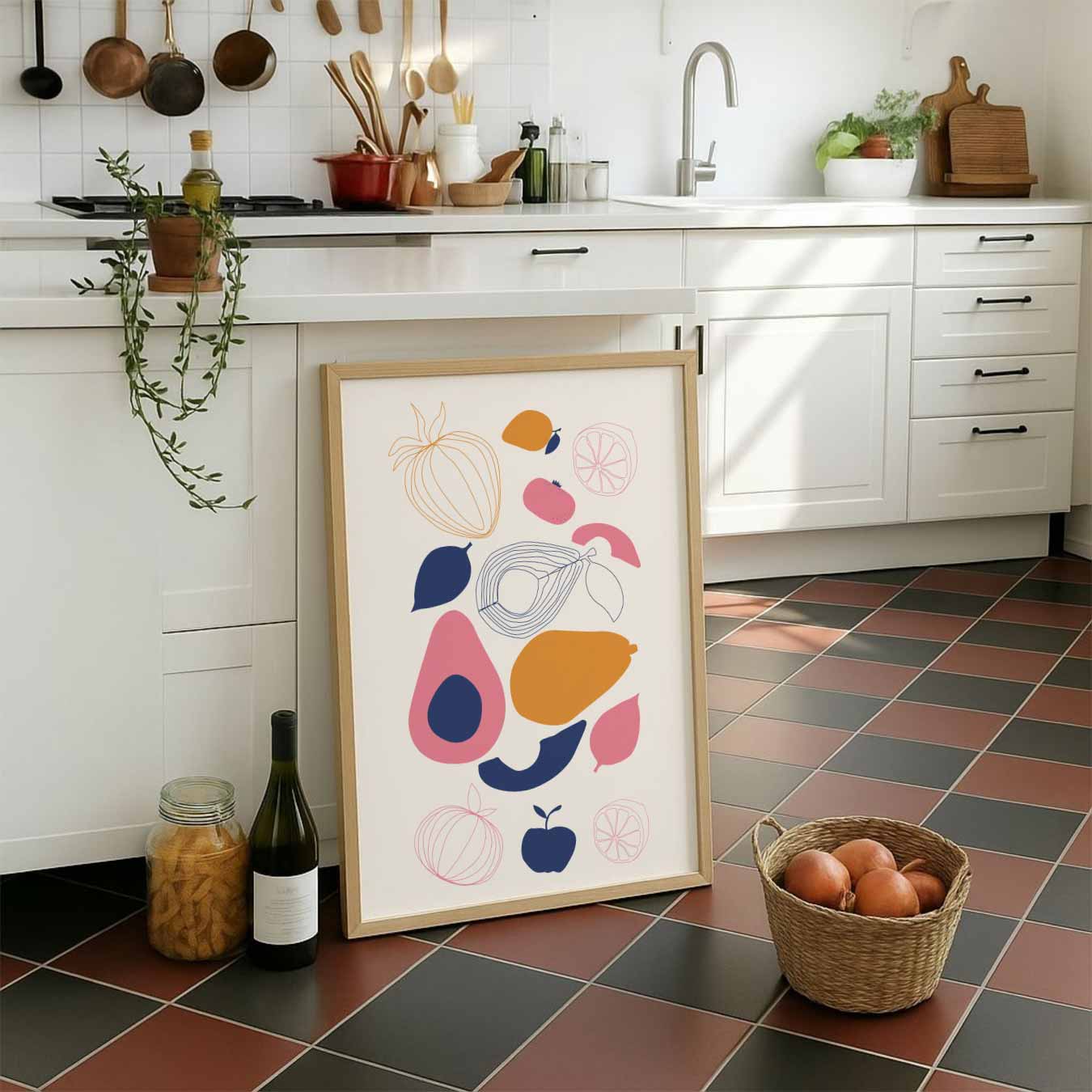 Vrolijke Fruit Illustratie Poster-WallArtistic